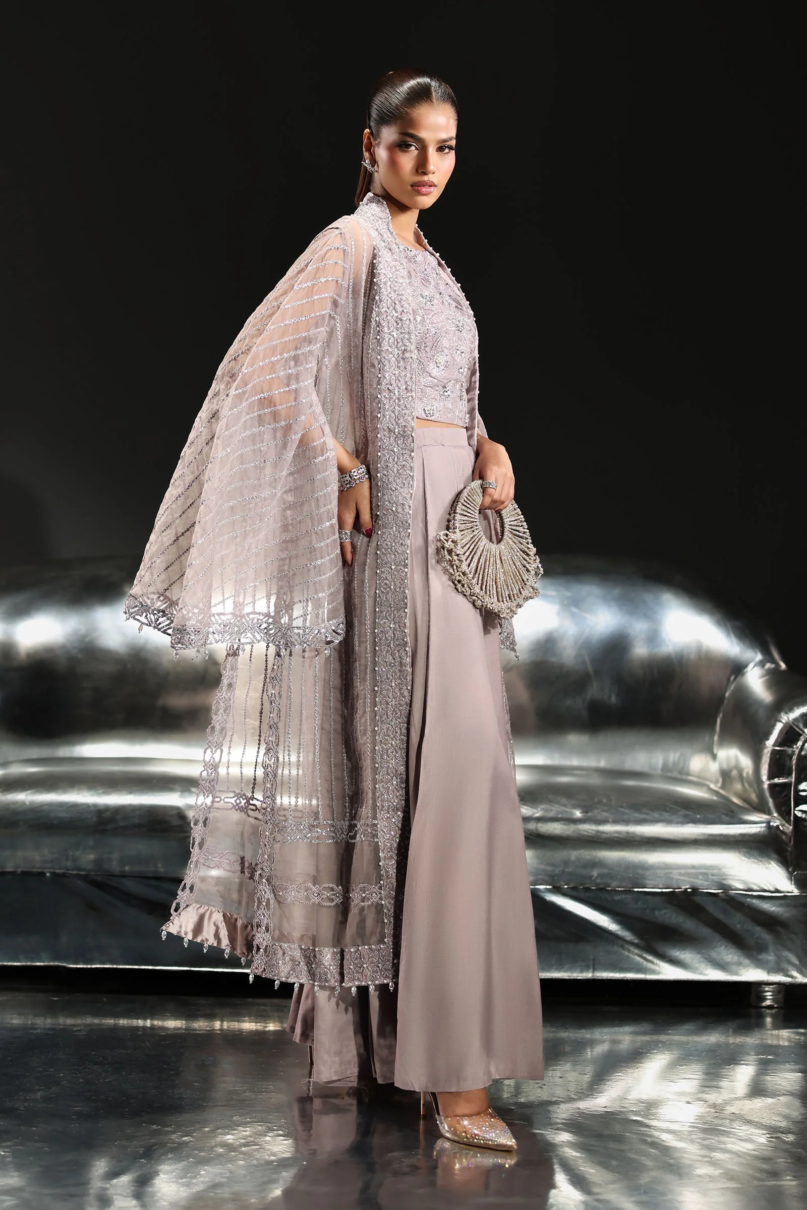3 Piece Embroidered Organza Suit - Image 6