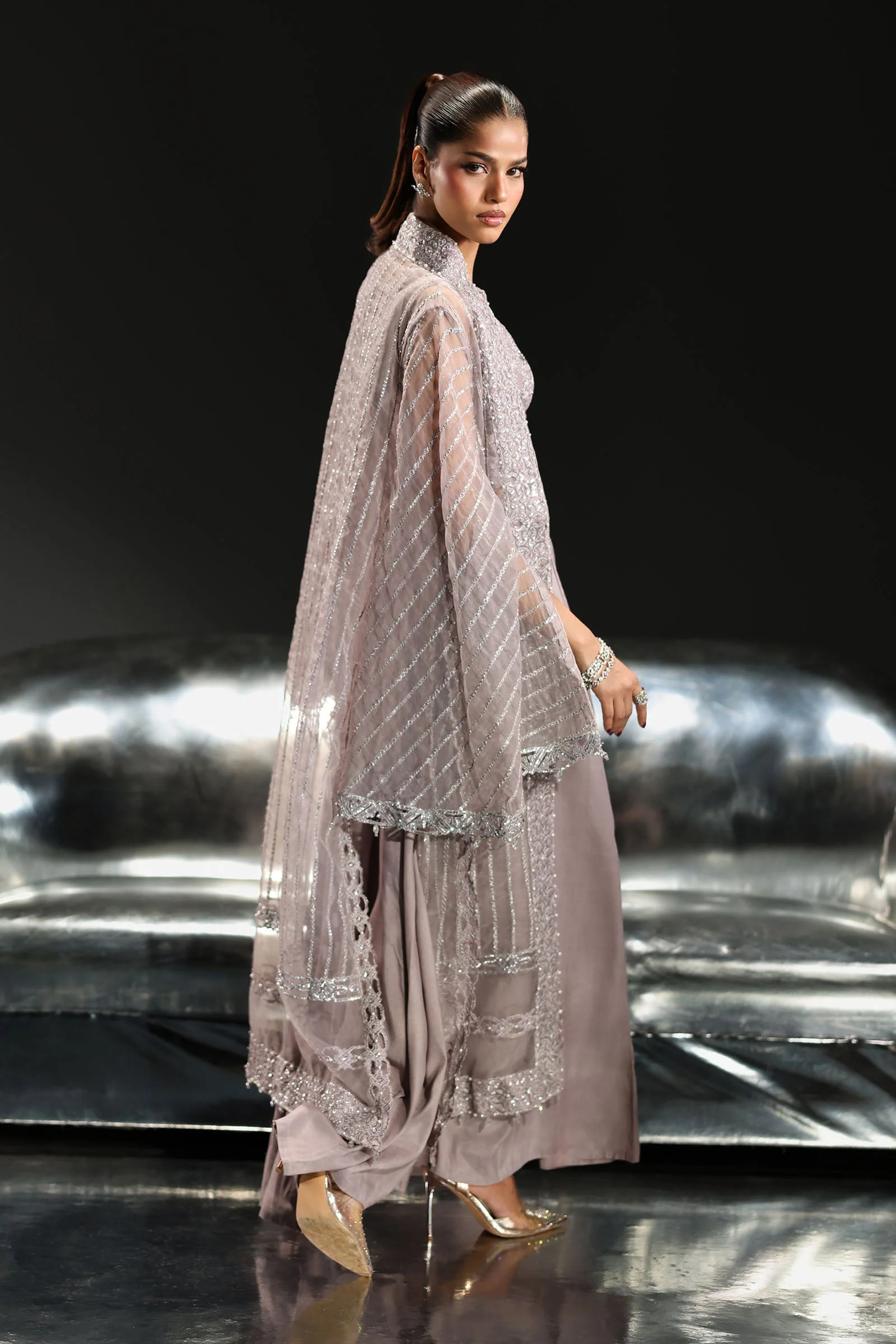 3 Piece Embroidered Organza Suit - Image 8