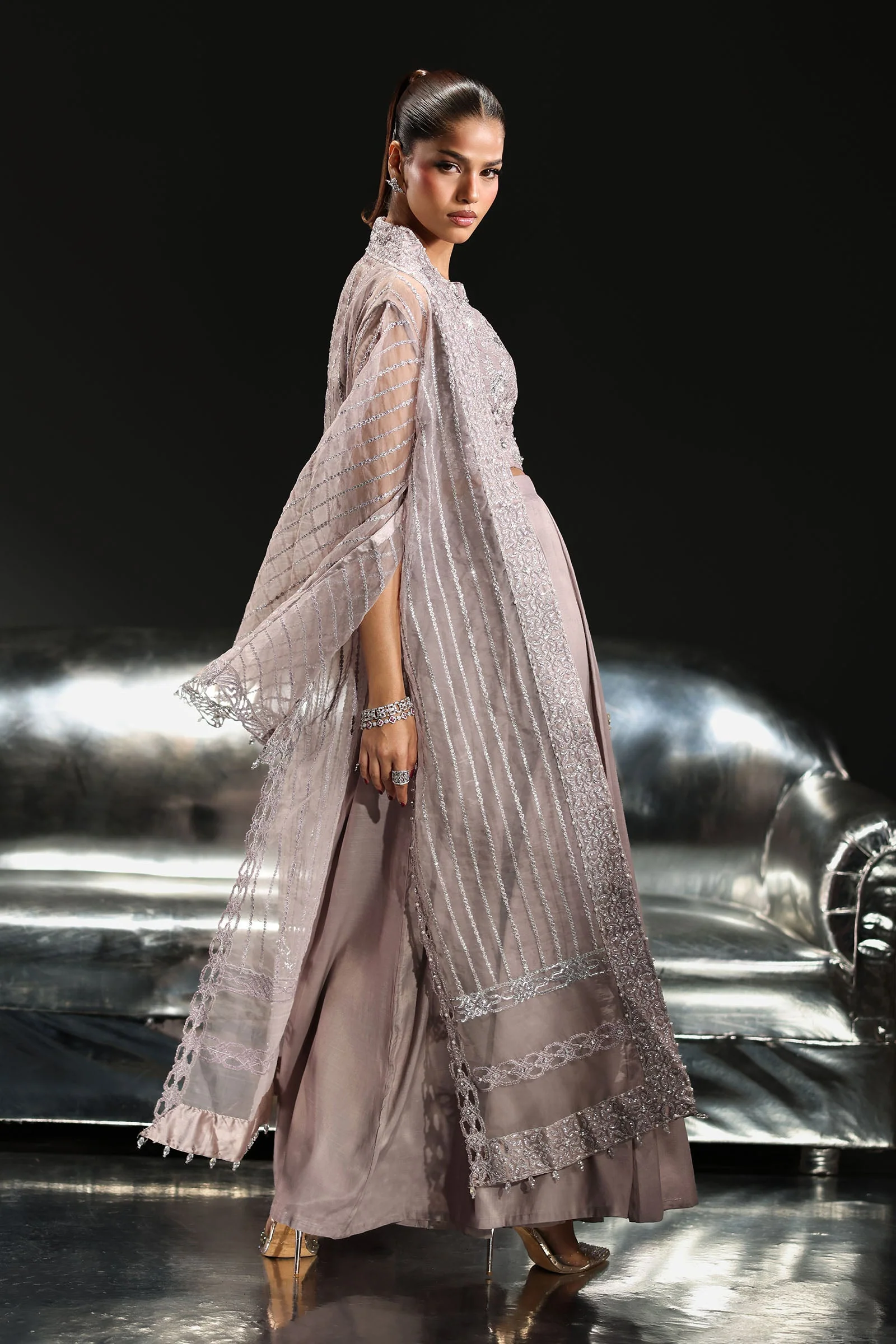 3 Piece Embroidered Organza Suit - Image 9