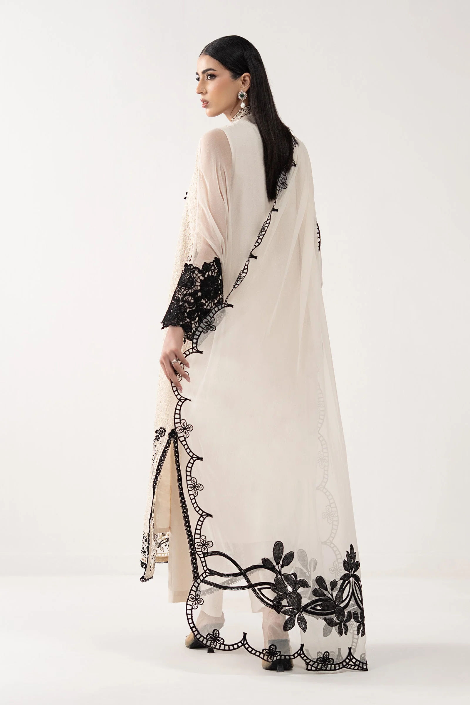 3 Piece Embroidered Chiffon Suit - Image 9