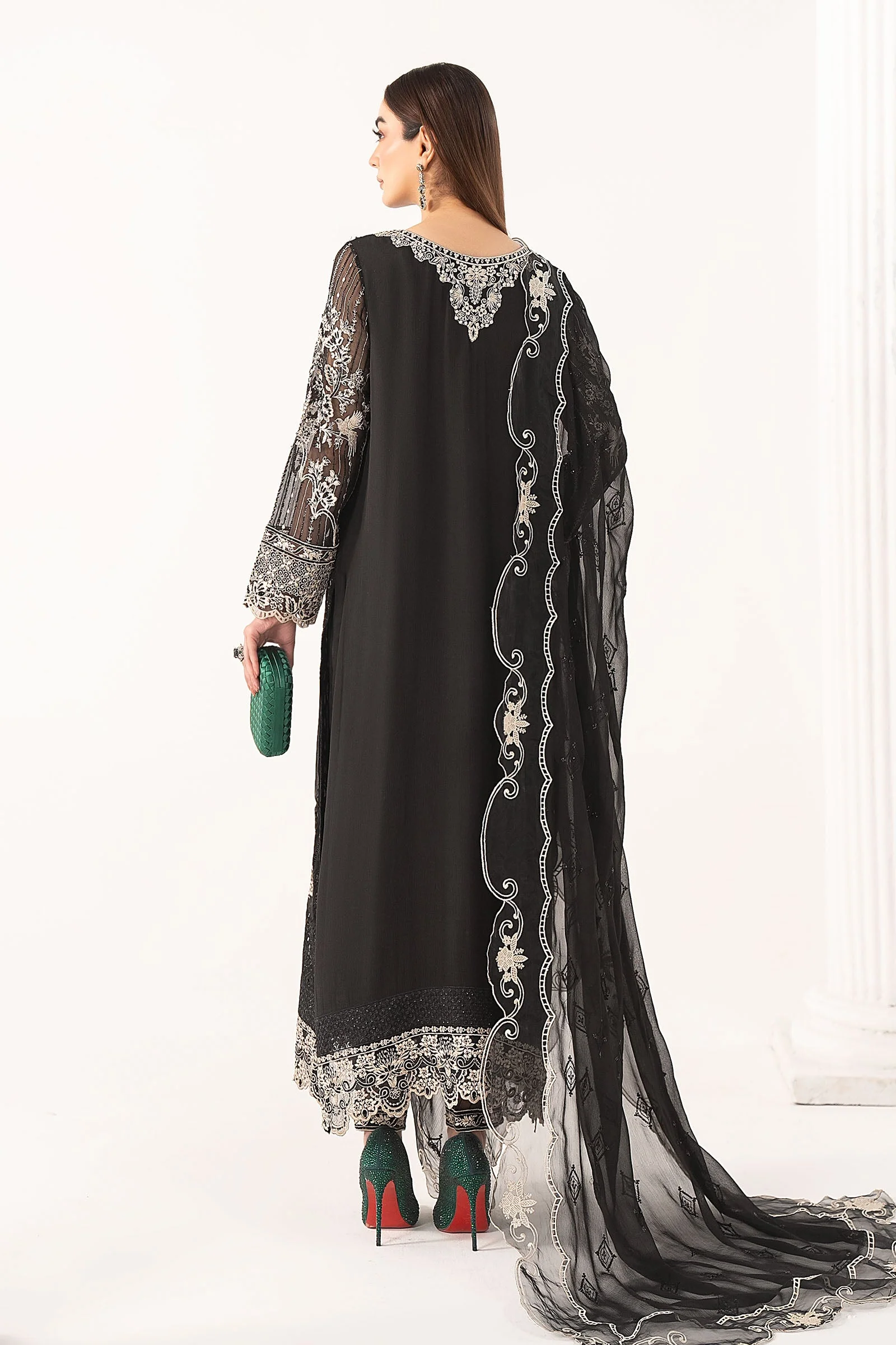 3 Piece Embroidered Chiffon Suit - Image 10