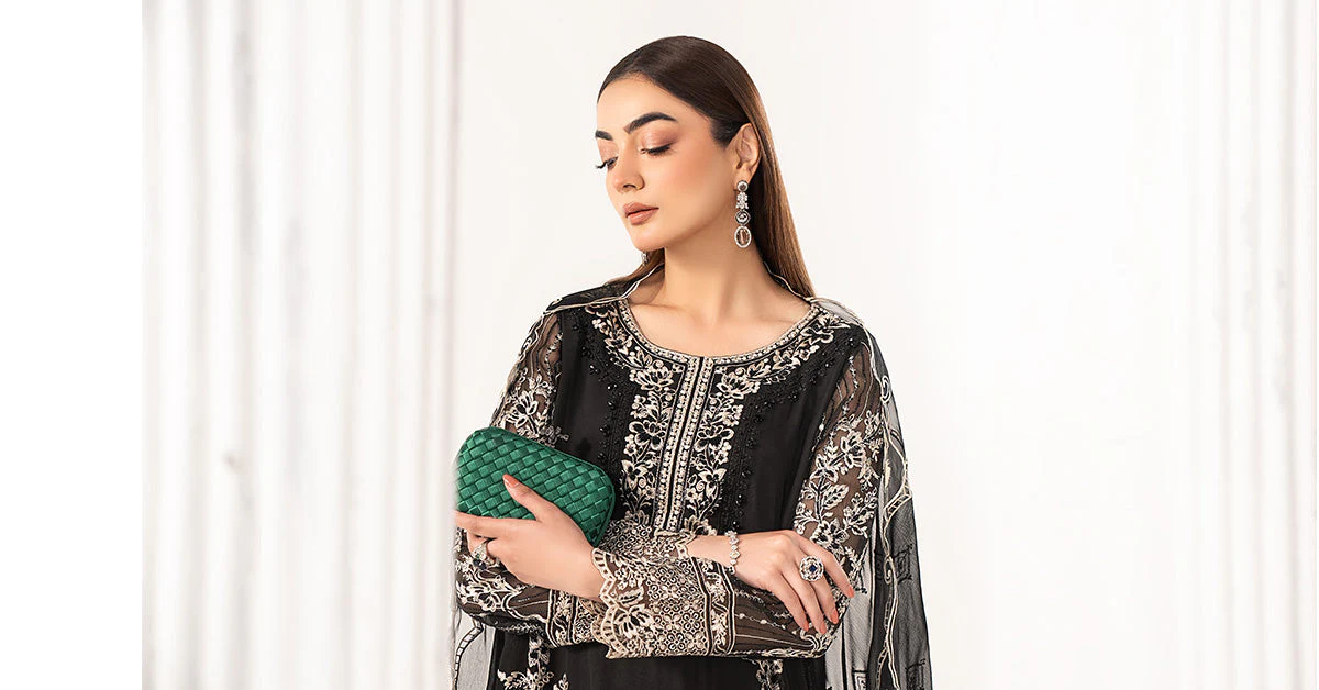 3 Piece Embroidered Chiffon Suit - Image 11
