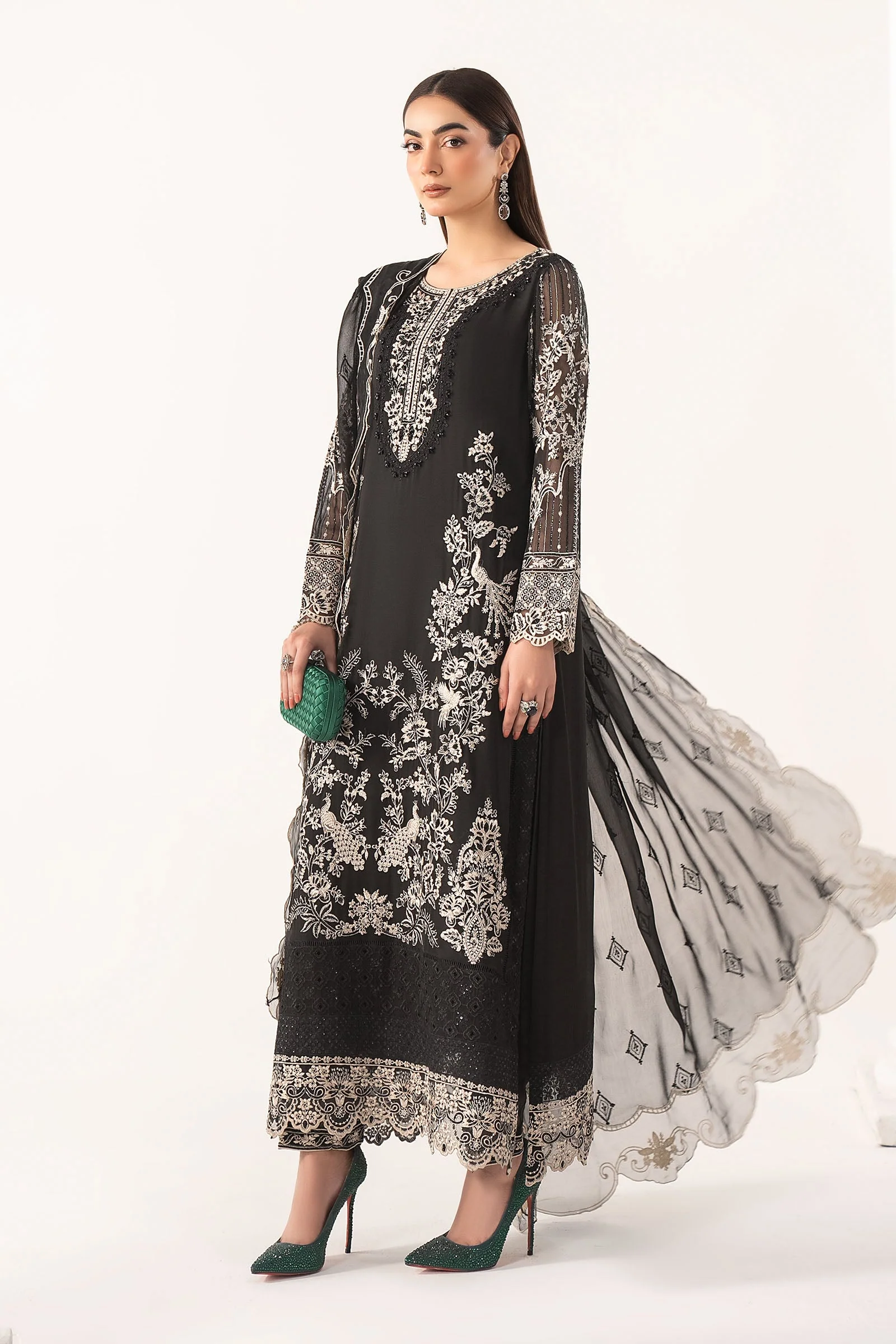 3 Piece Embroidered Chiffon Suit - Image 9