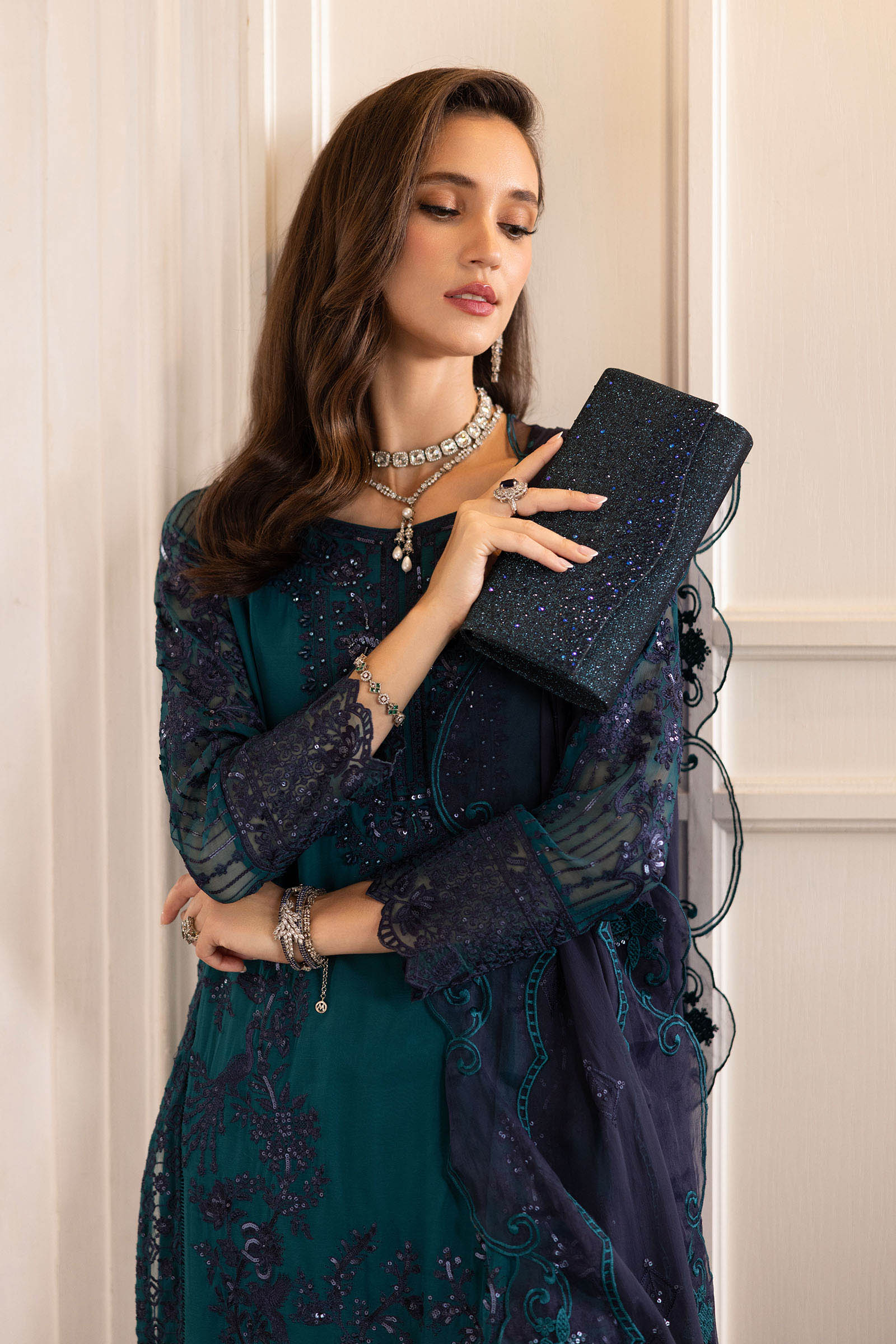 3 Piece Embroidered Chiffon Suit - Image 2