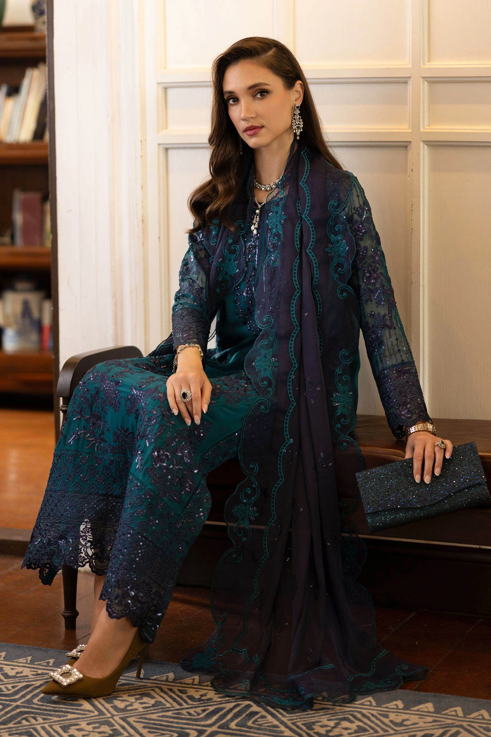 3 Piece Embroidered Chiffon Suit - Image 3