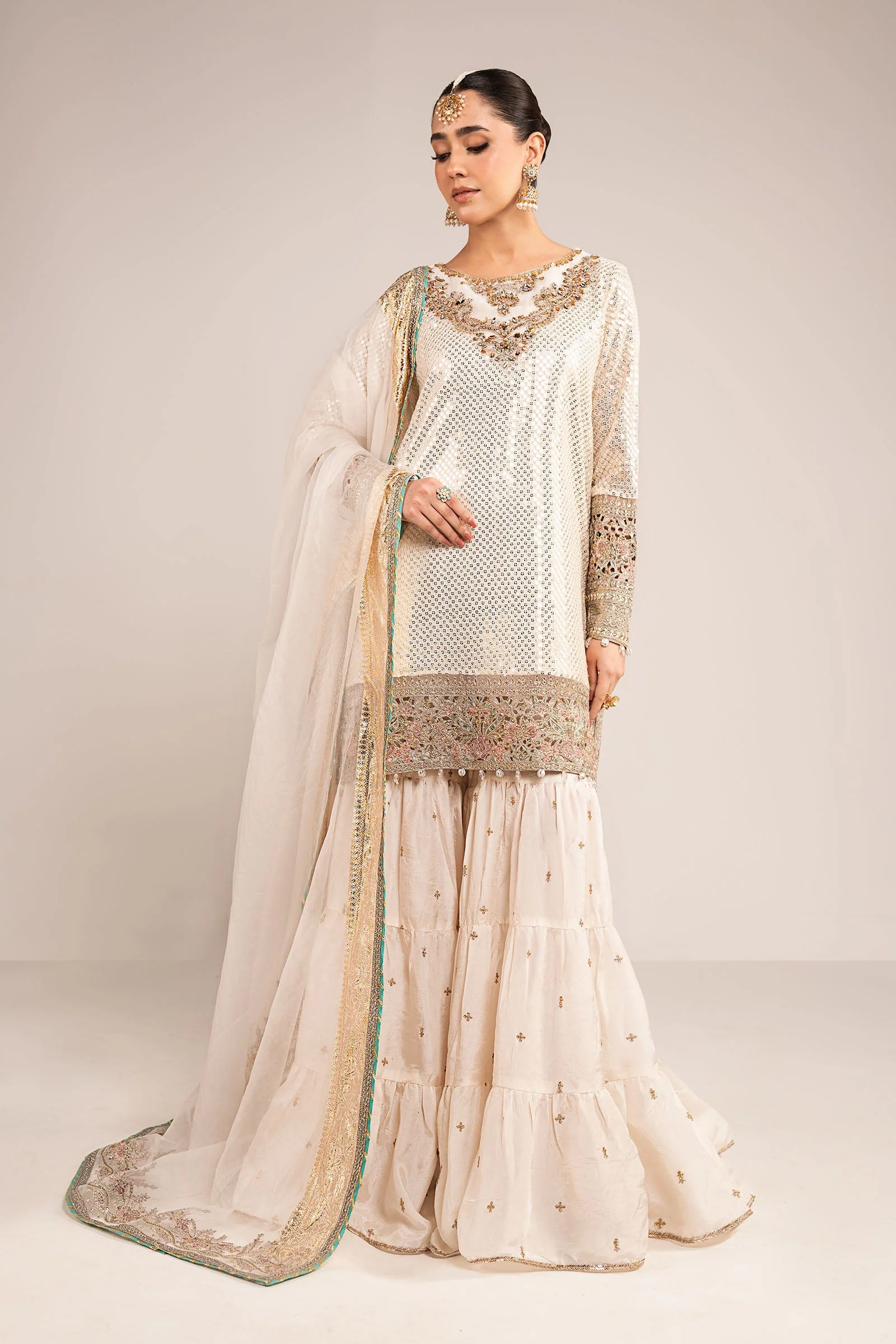 3 Piece Embroidered Chiffon Suit - Image 6
