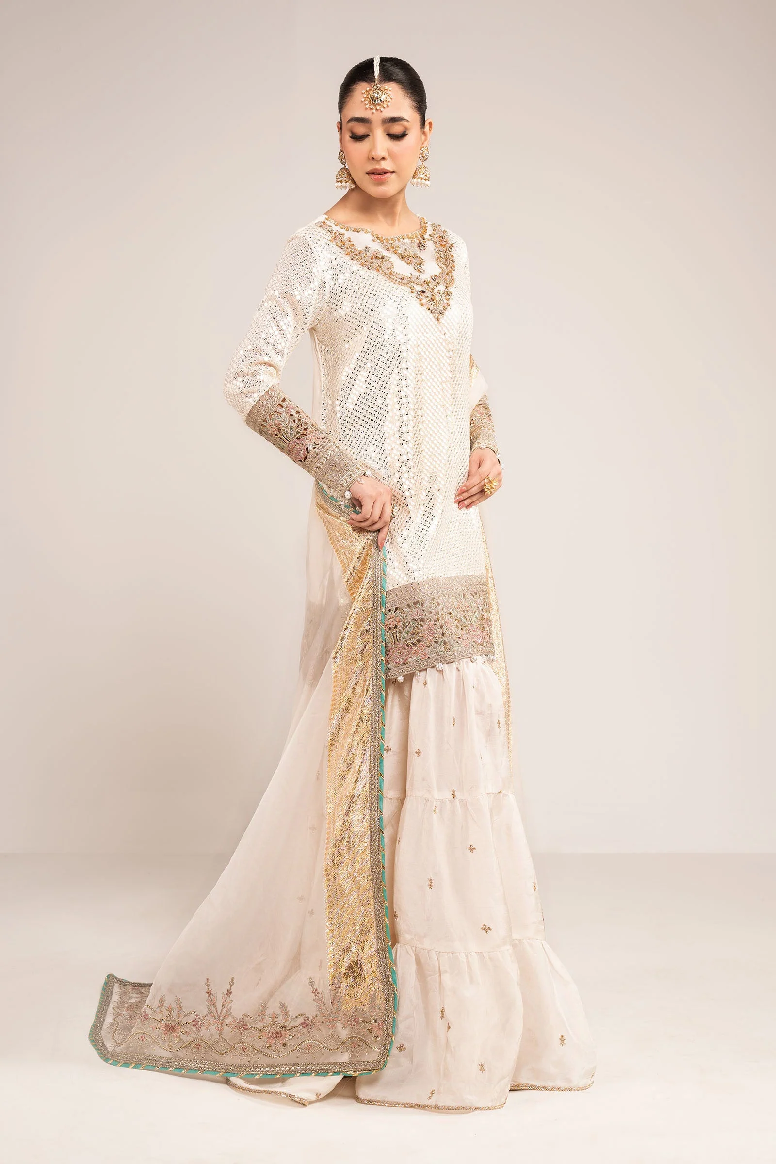 3 Piece Embroidered Chiffon Suit - Image 7