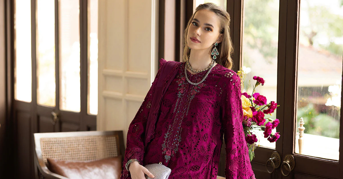 3 Piece Embroidered Raw Silk Suit - Image 6
