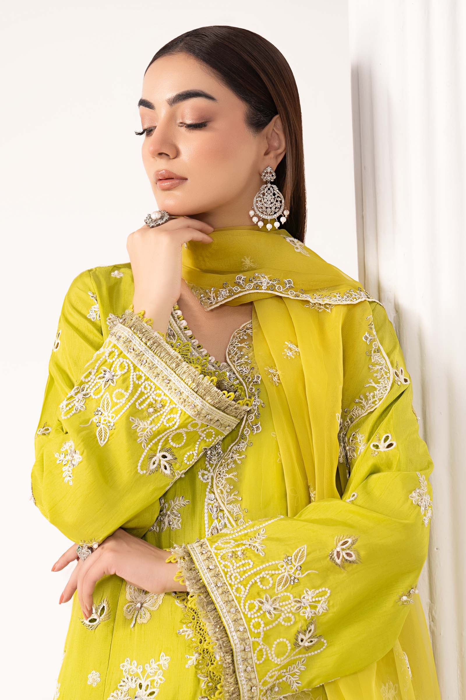 3 Piece Embroidered Raw Silk Suit - Image 2