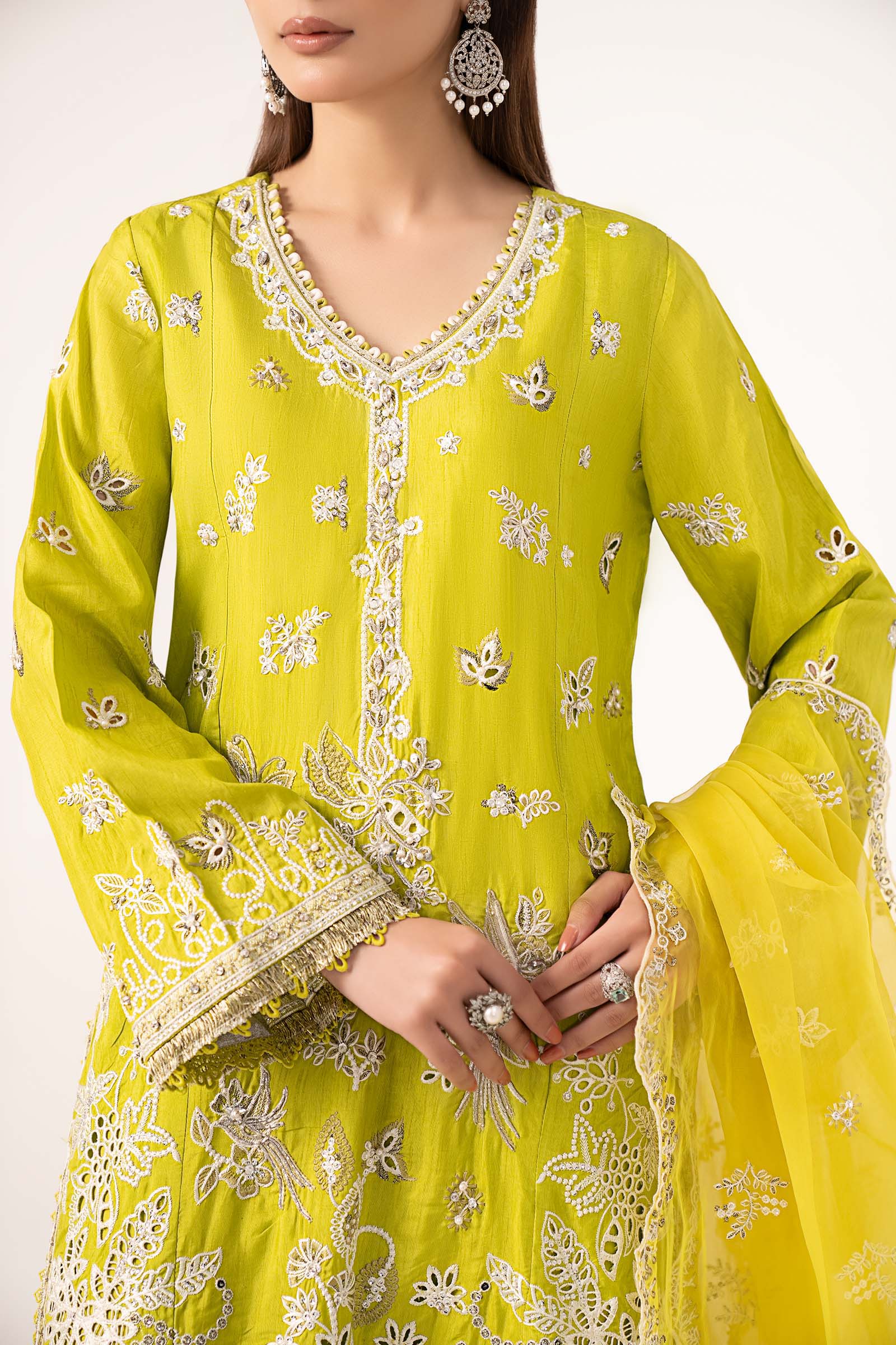 3 Piece Embroidered Raw Silk Suit - Image 3