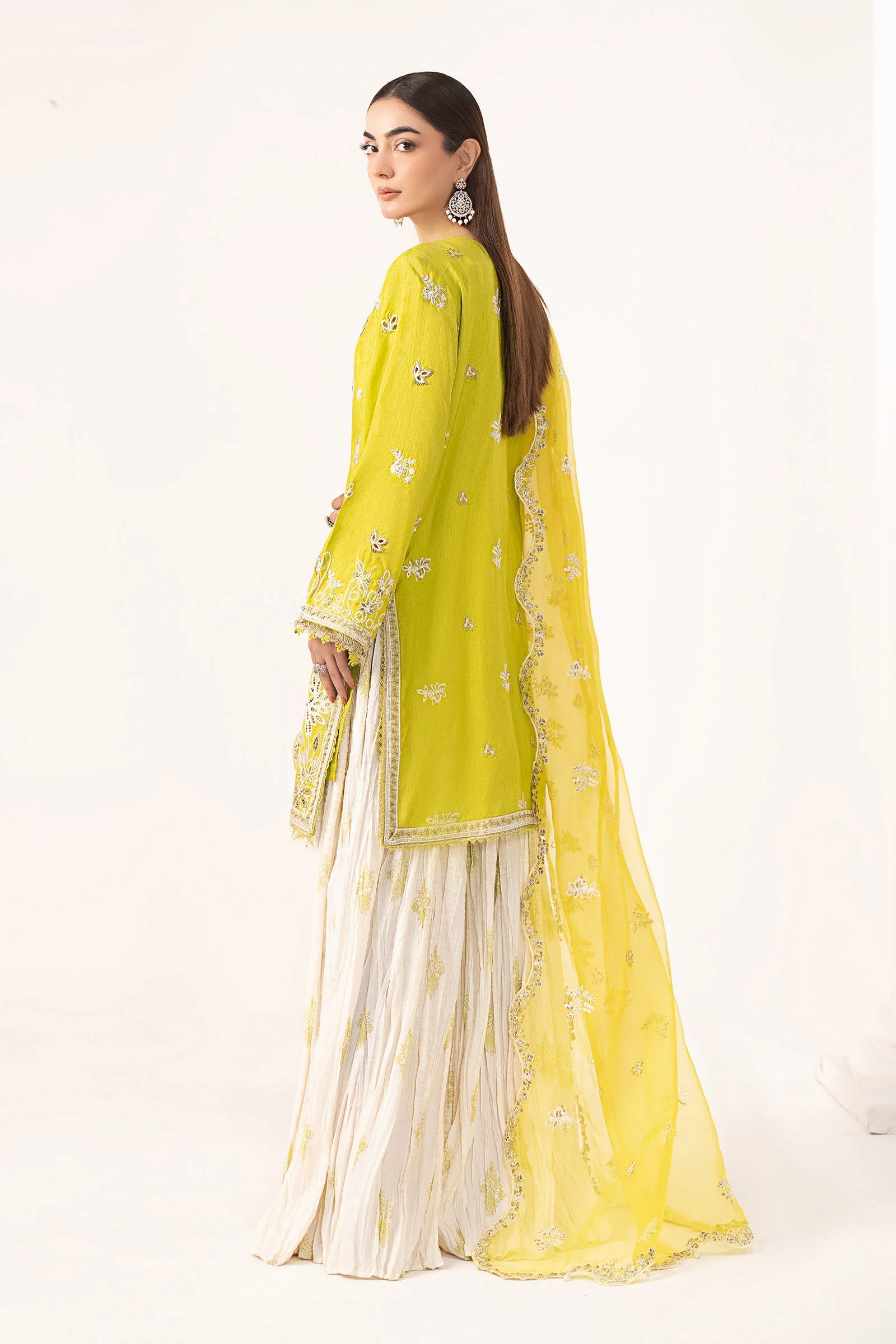 3 Piece Embroidered Raw Silk Suit - Image 8