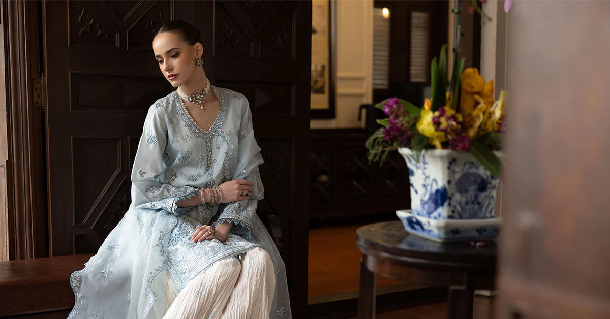 3 Piece Embroidered Raw Silk Suit - Image 7