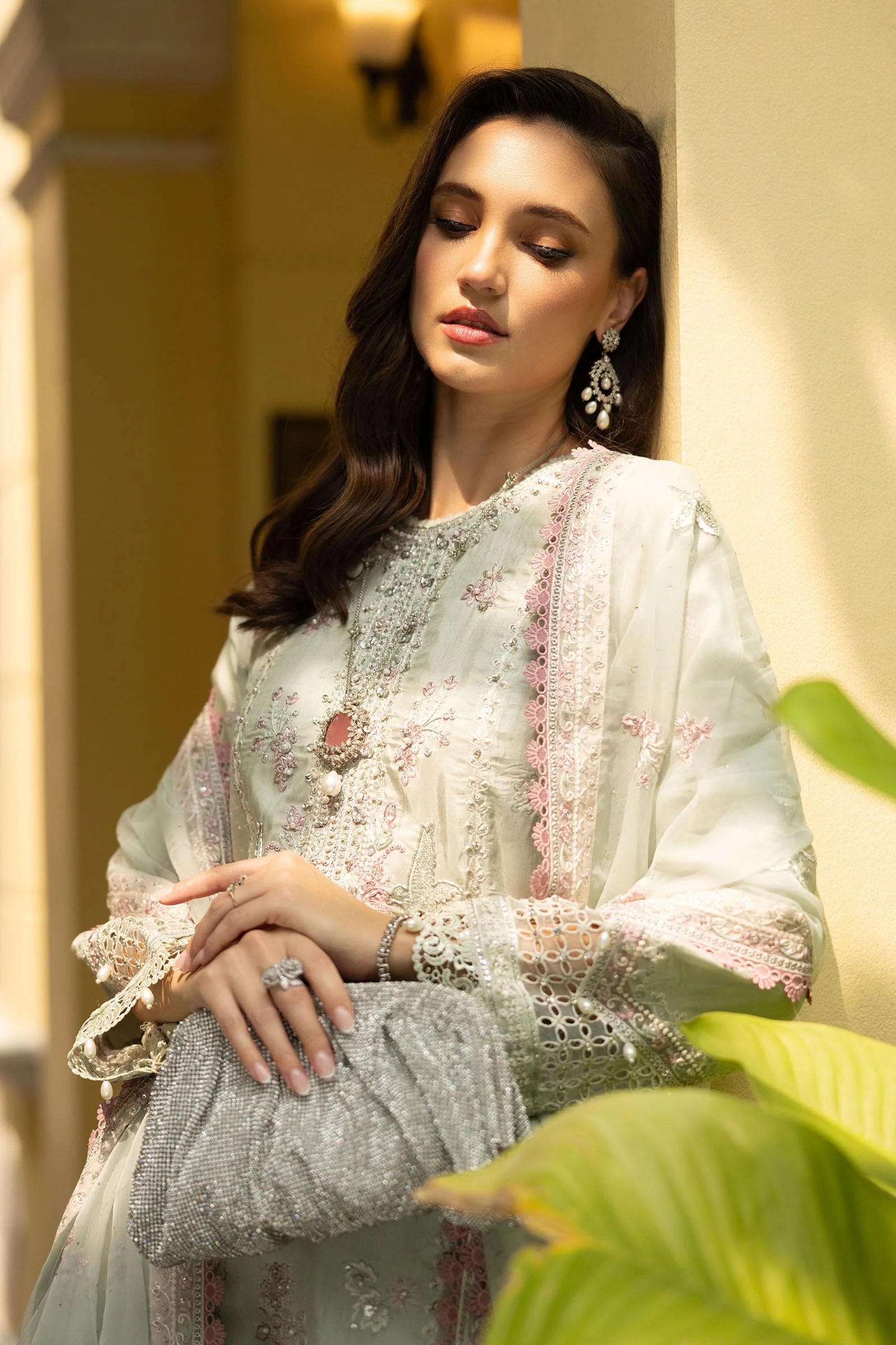 3 Piece Embroidered Raw Silk Suit - Image 4
