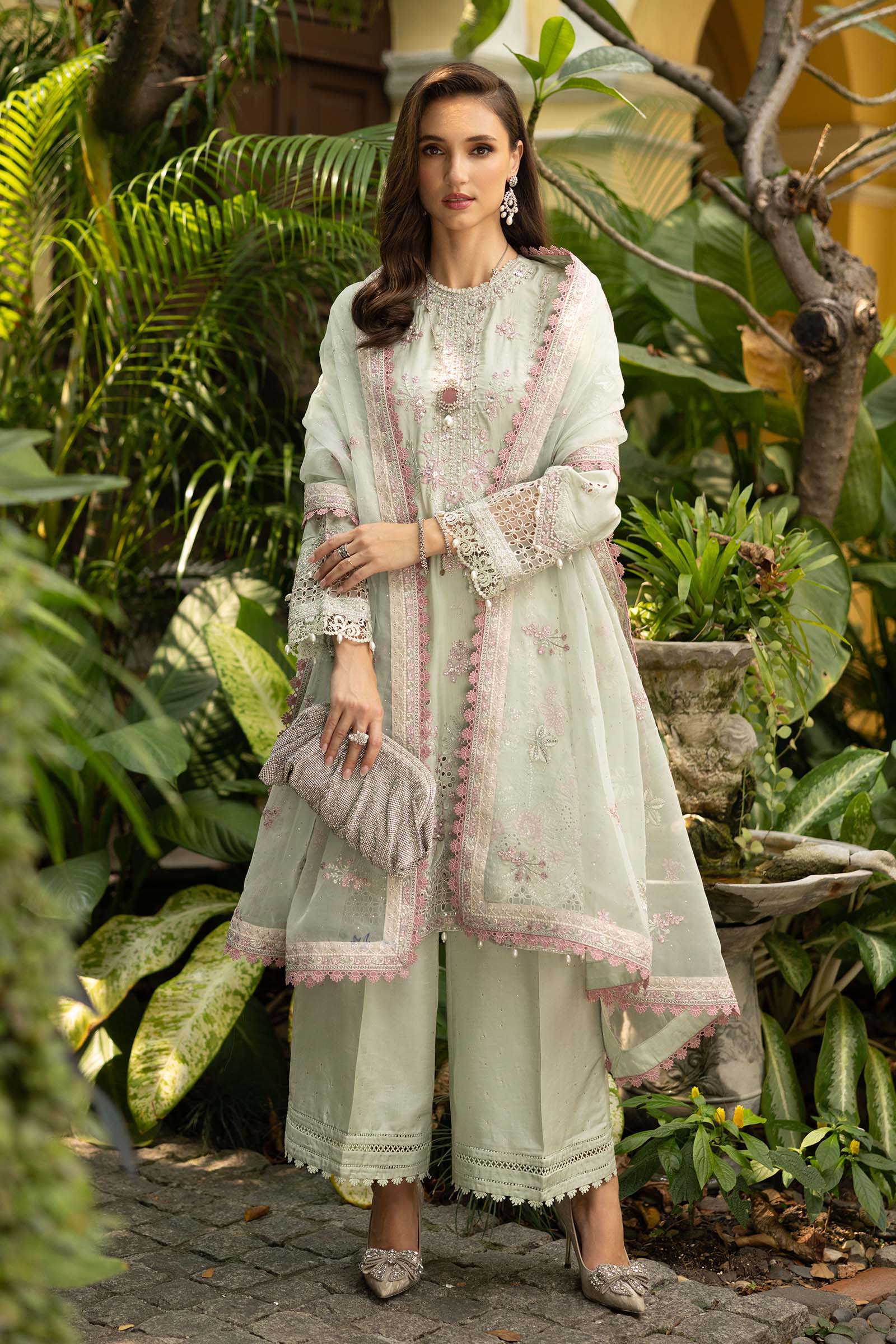3 Piece Embroidered Raw Silk Suit - Image 5