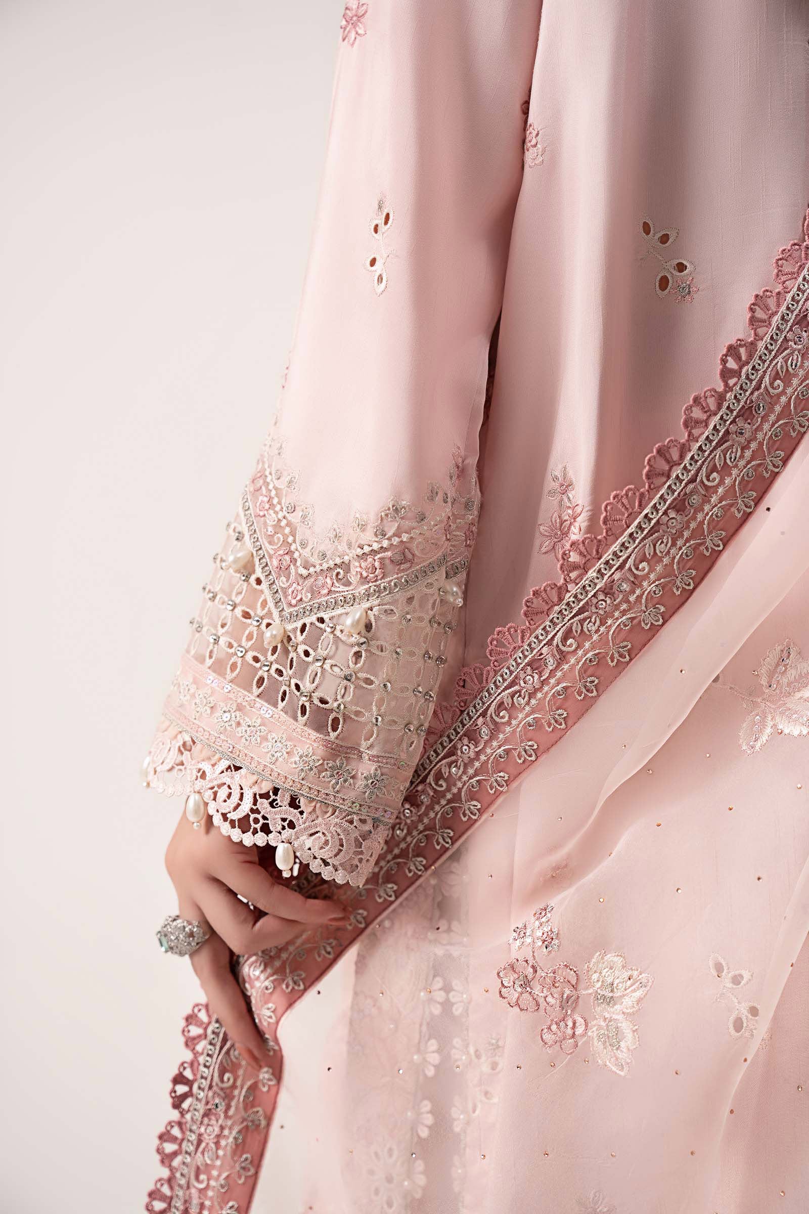 3 Piece Embroidered Raw Silk Suit - Image 4