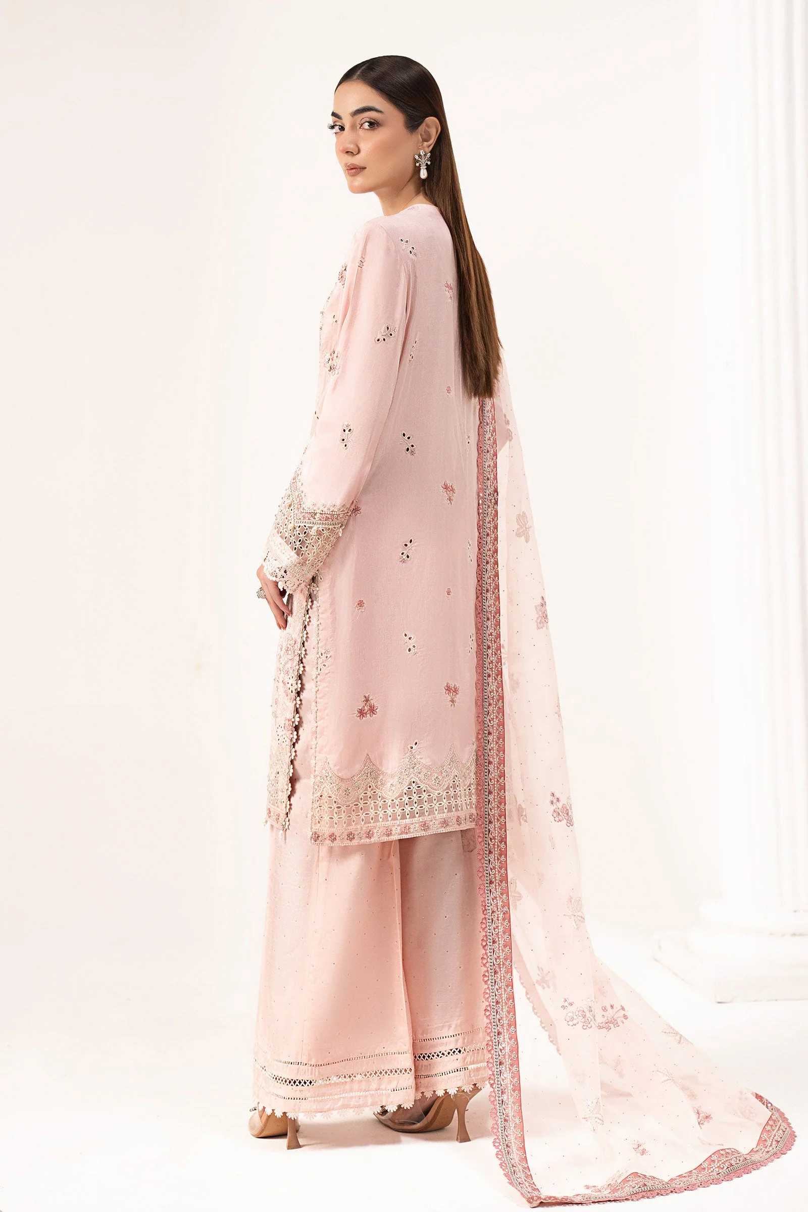 3 Piece Embroidered Raw Silk Suit - Image 8