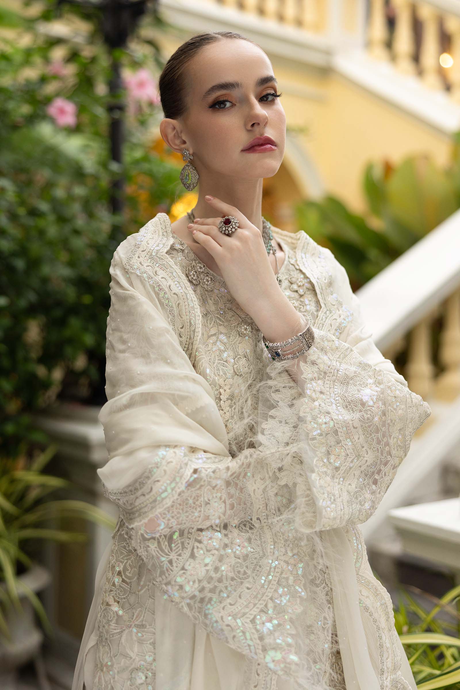 3 Piece Embroidered Organza Suit - Image 4