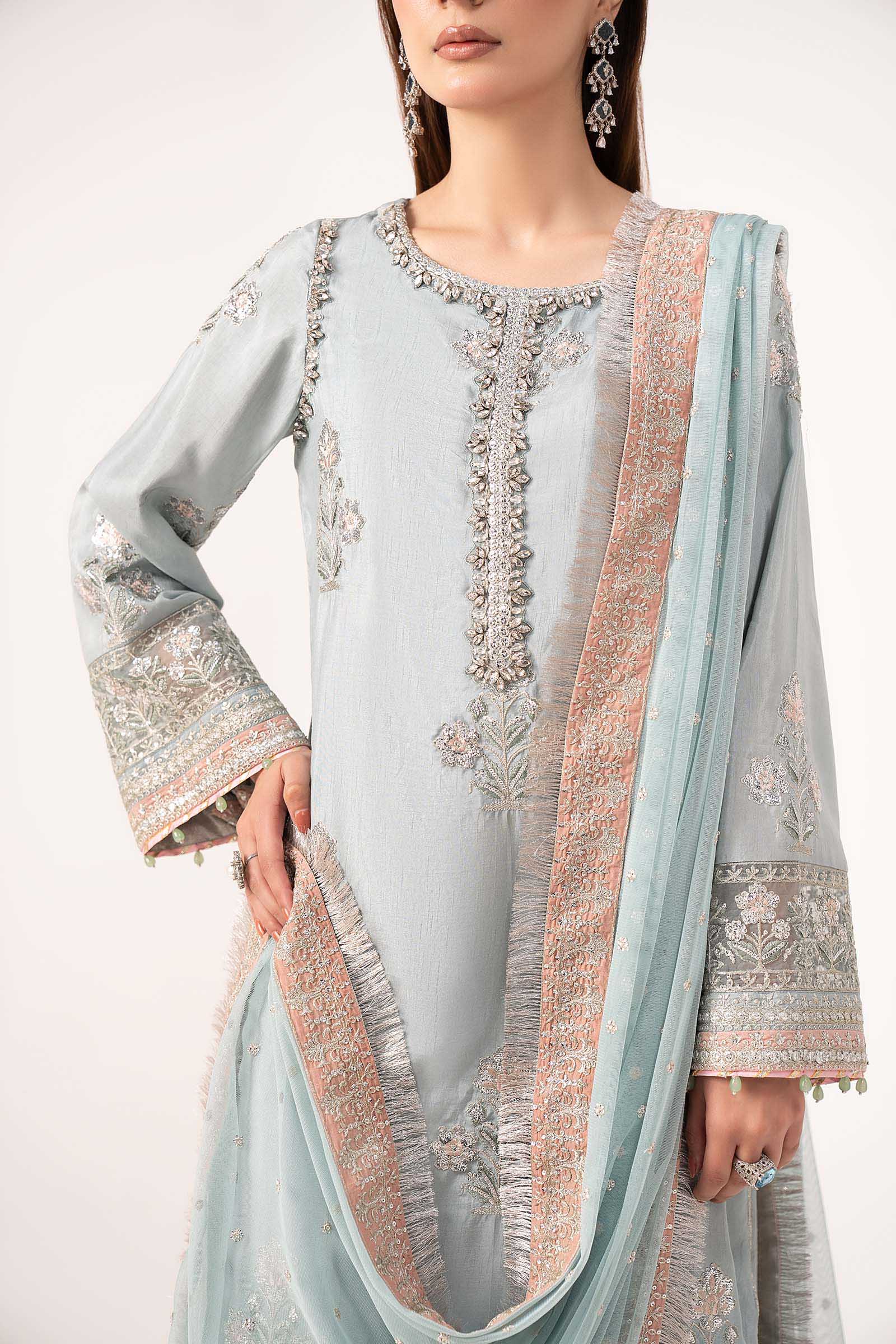 3 Piece Embroidered Raw Silk Suit - Image 3