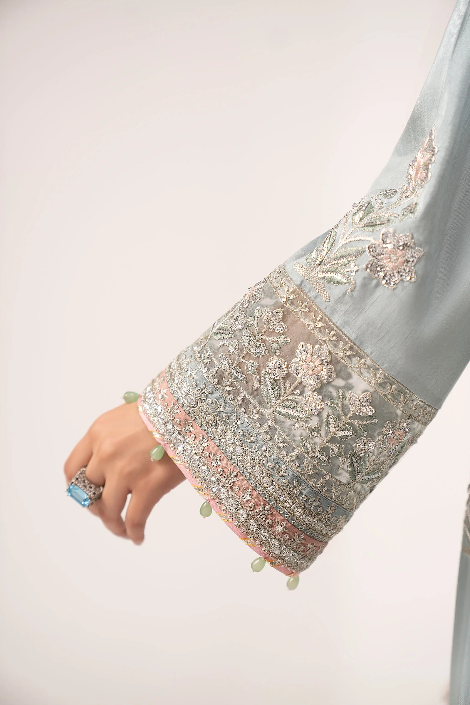3 Piece Embroidered Raw Silk Suit - Image 4