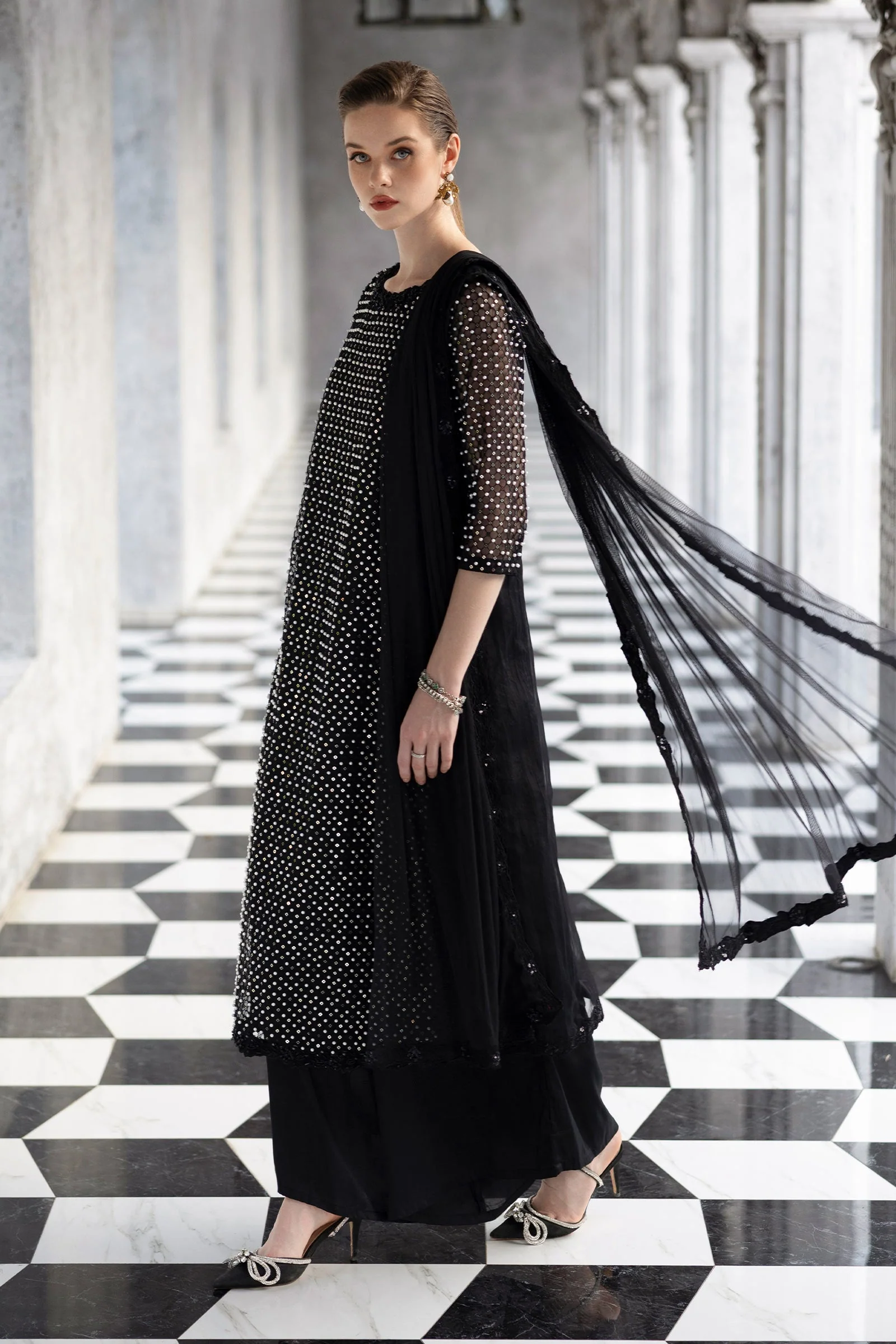 3 Piece Embroidered Organza Suit - Image 10