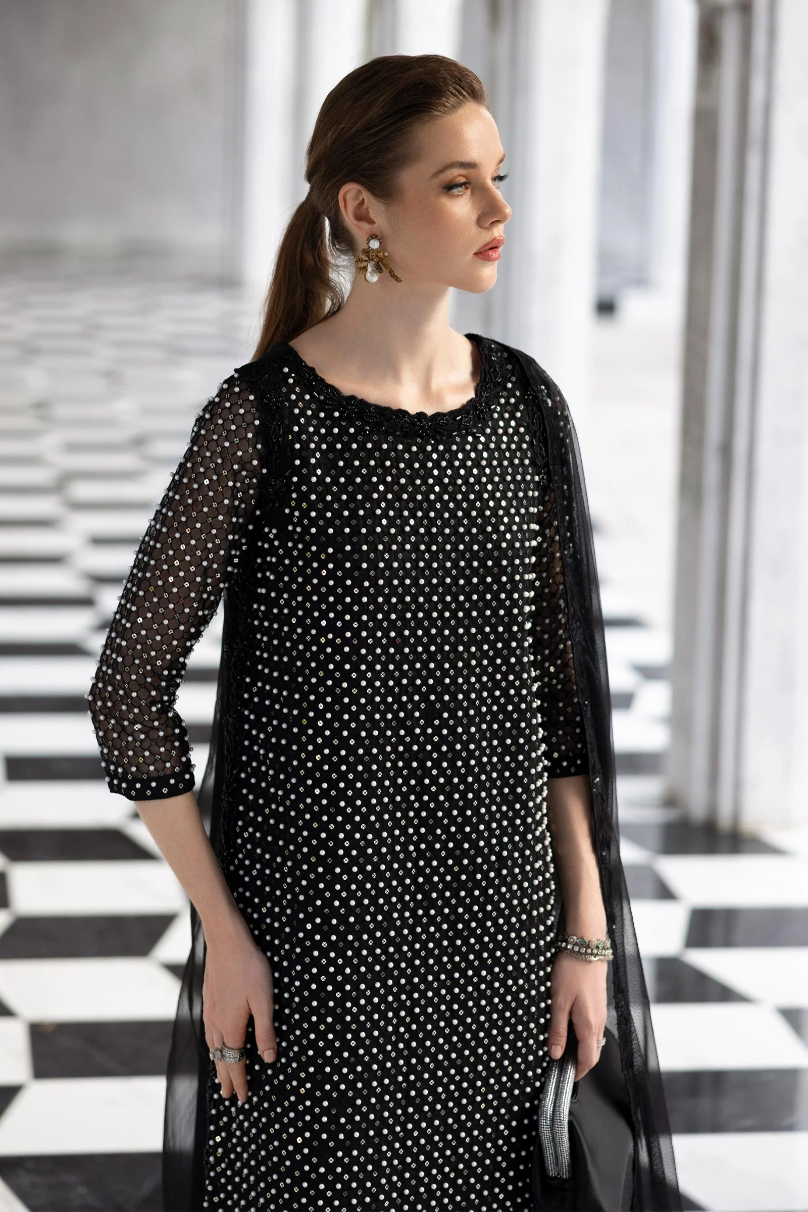 3 Piece Embroidered Organza Suit - Image 3
