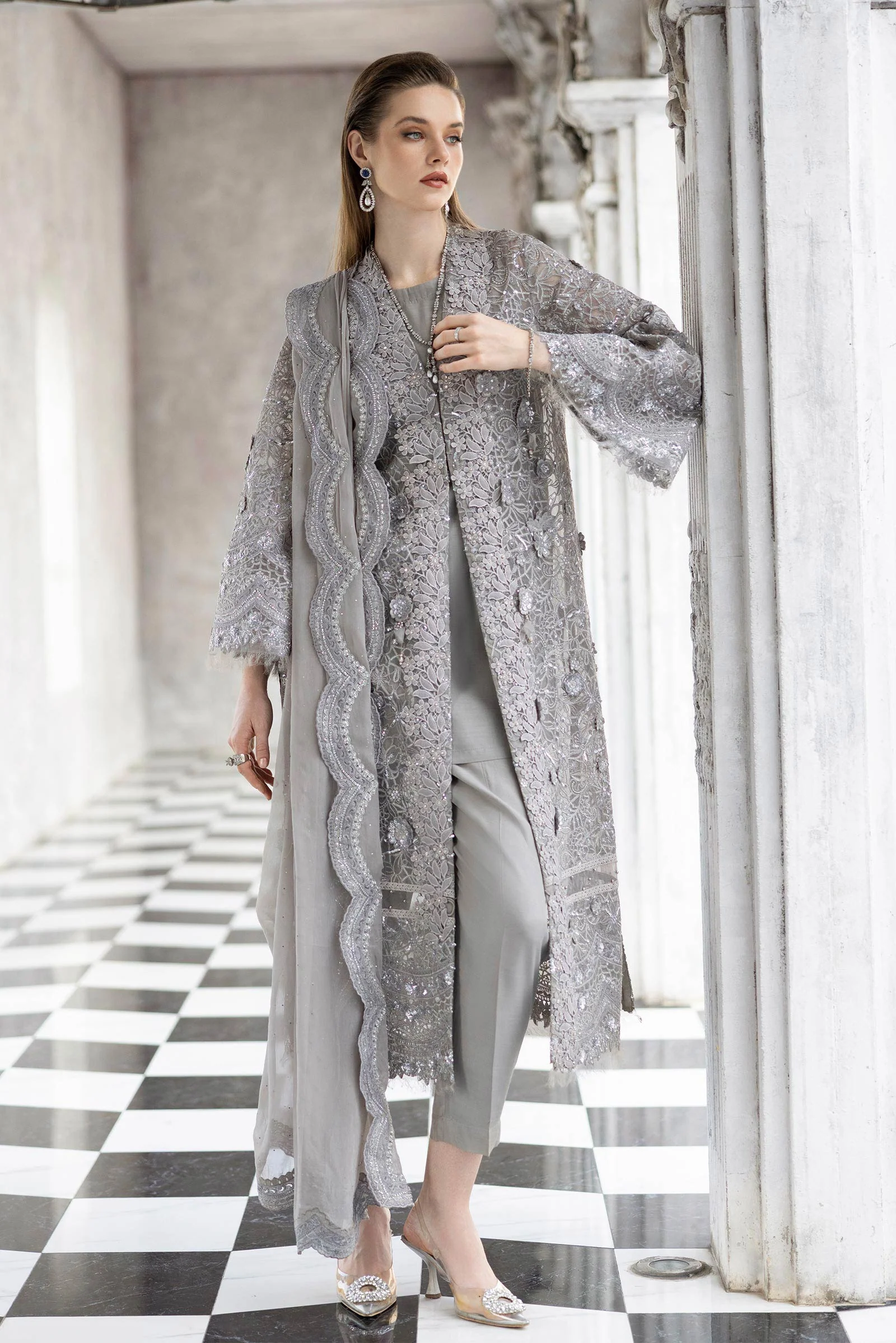 3 Piece Embroidered Organza Suit - Image 6