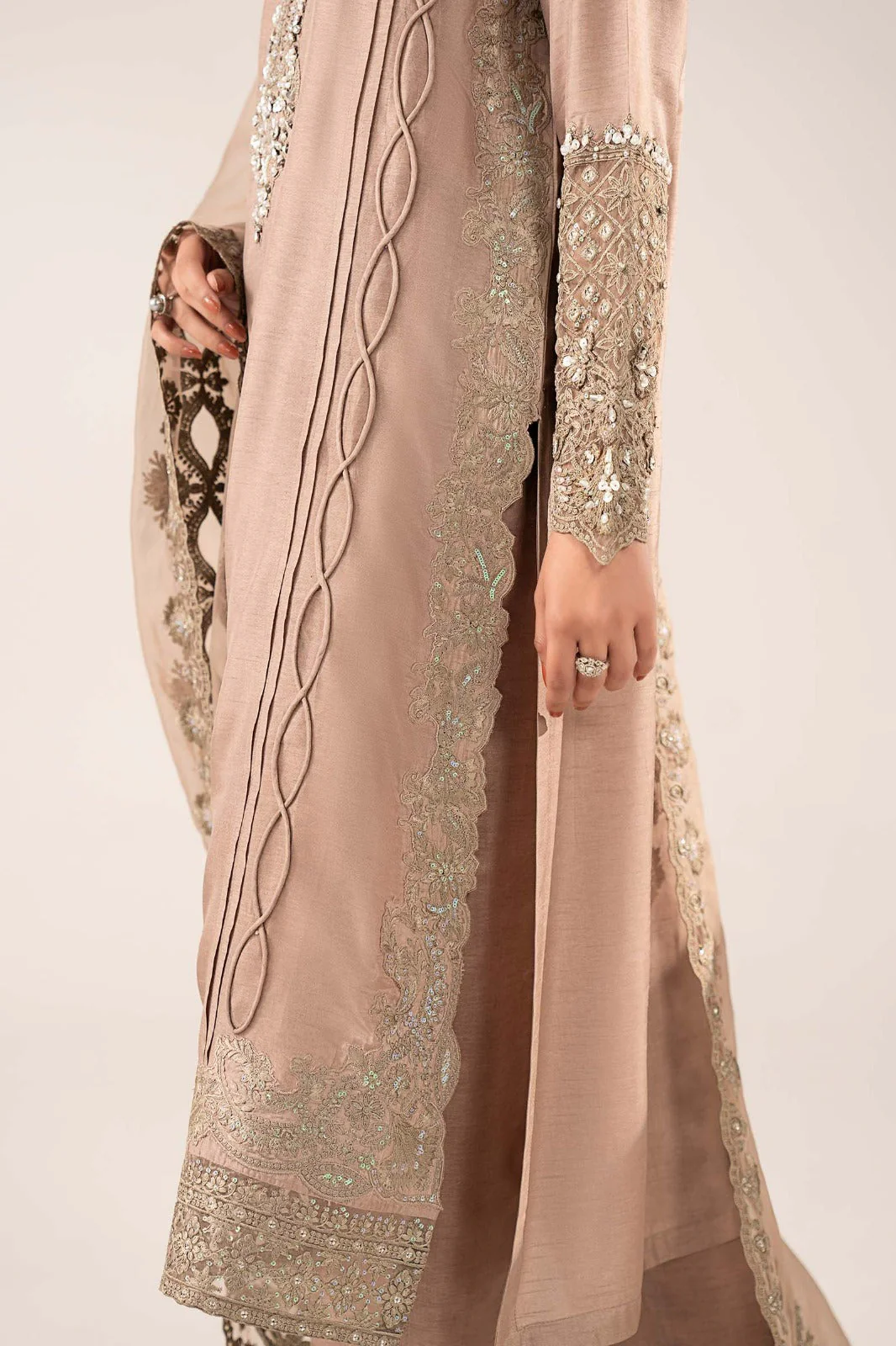 3 Piece Embroidered Raw Silk Suit - Image 5