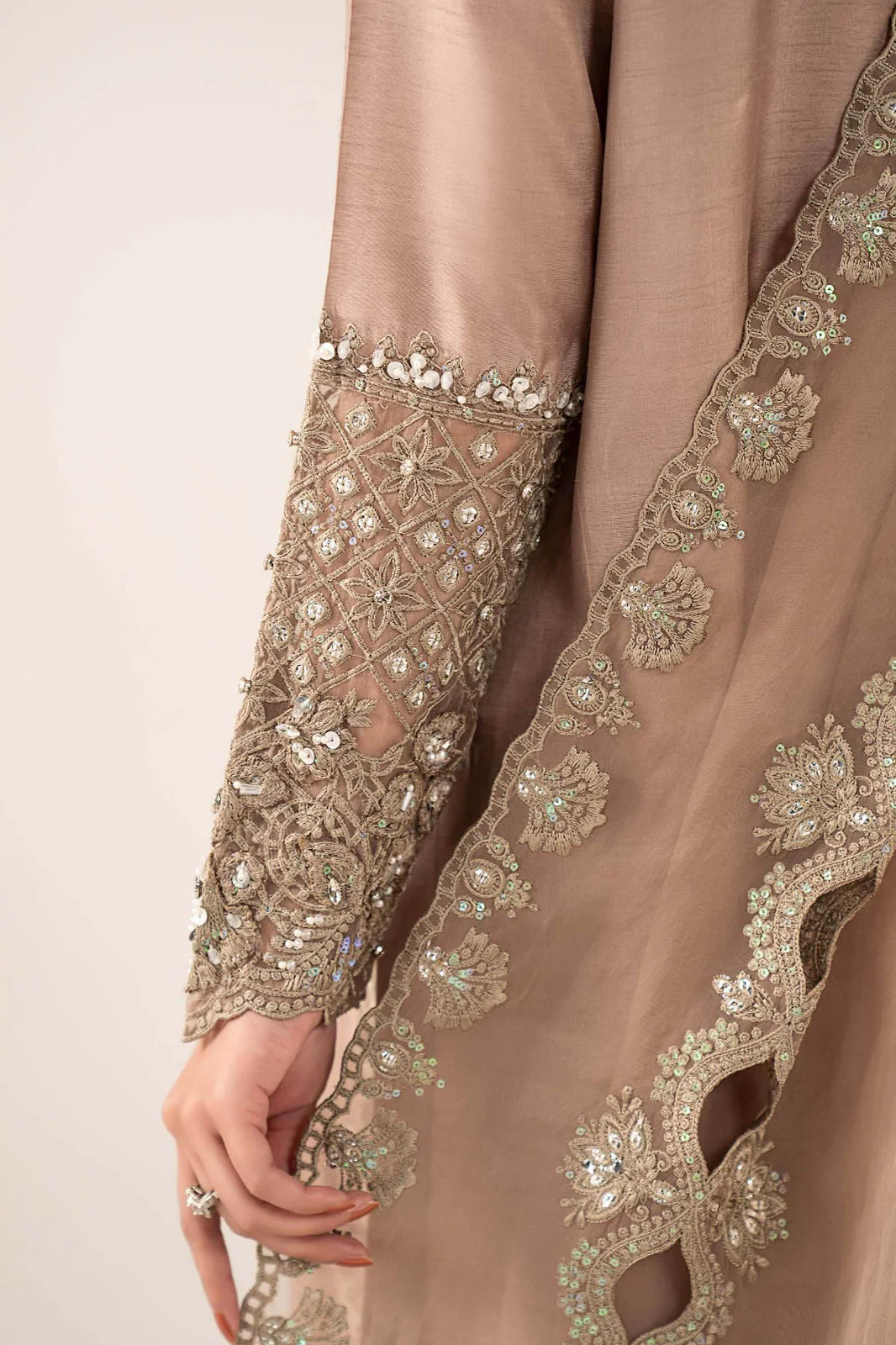 3 Piece Embroidered Raw Silk Suit - Image 6