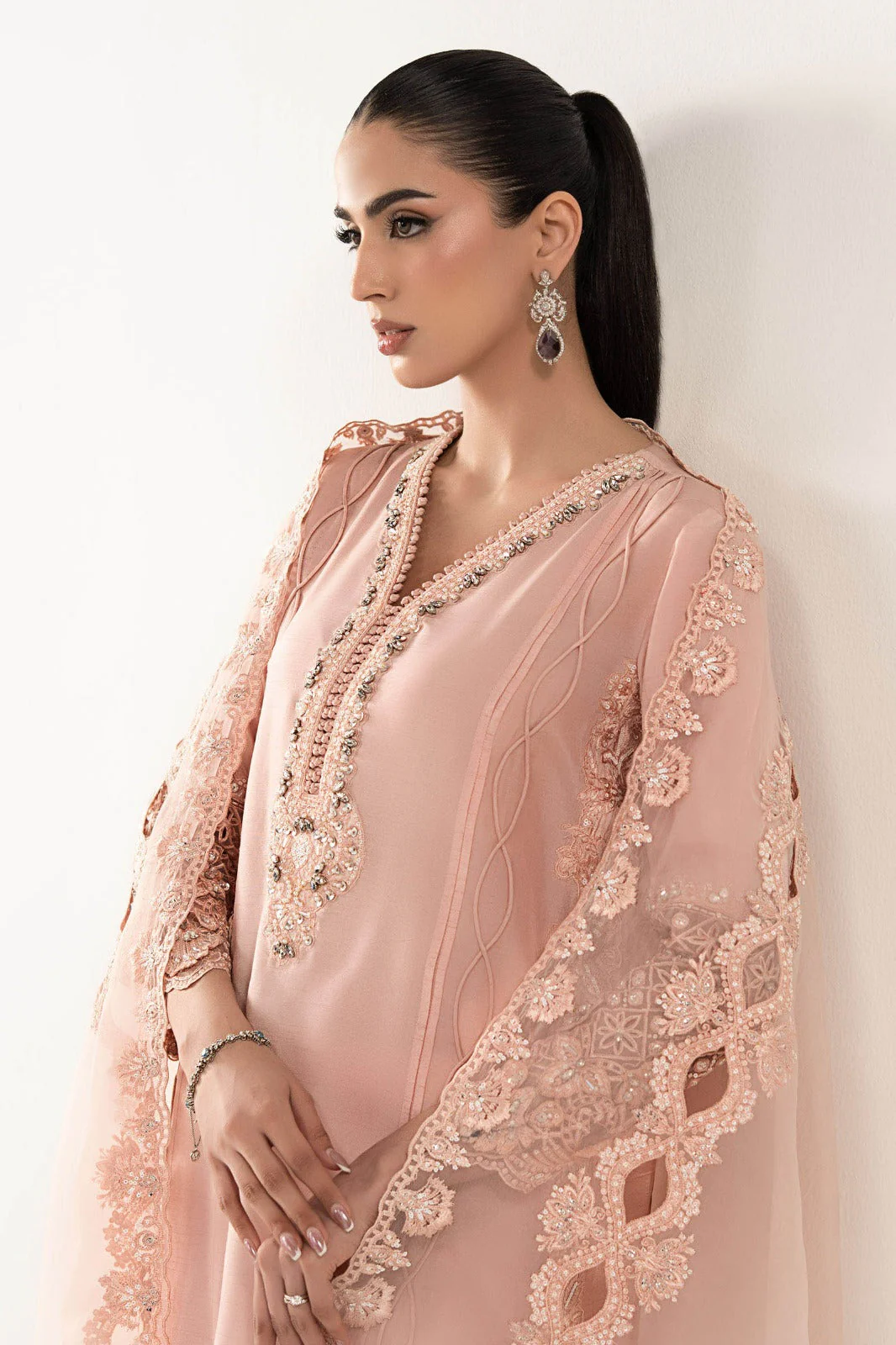 3 Piece Embroidered Raw Silk Suit - Image 2