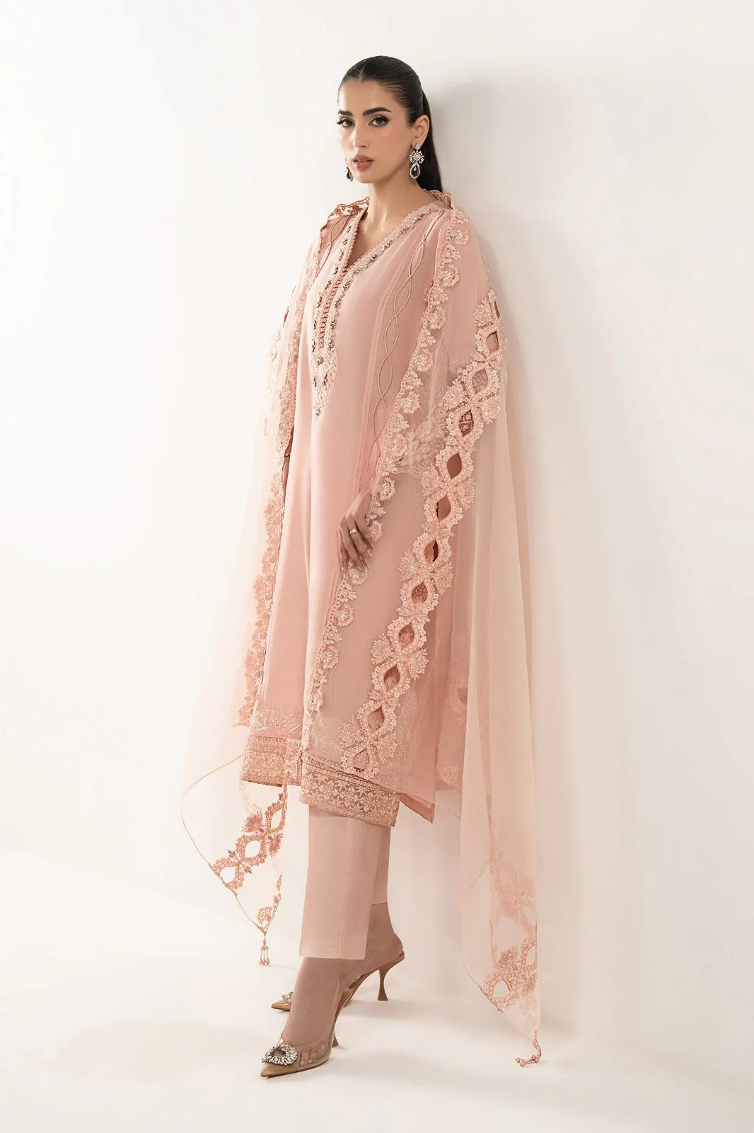 3 Piece Embroidered Raw Silk Suit - Image 3