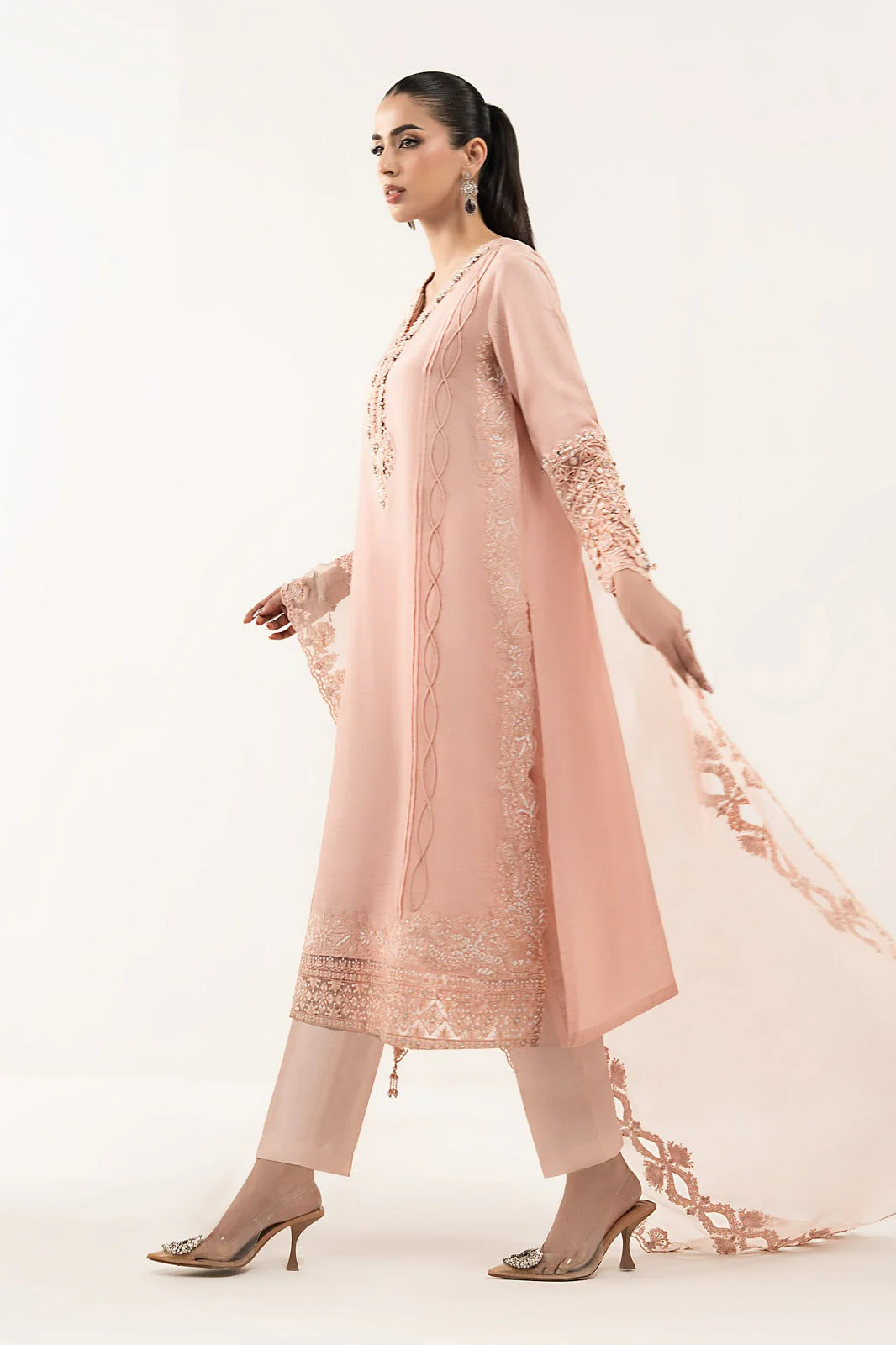 3 Piece Embroidered Raw Silk Suit - Image 4