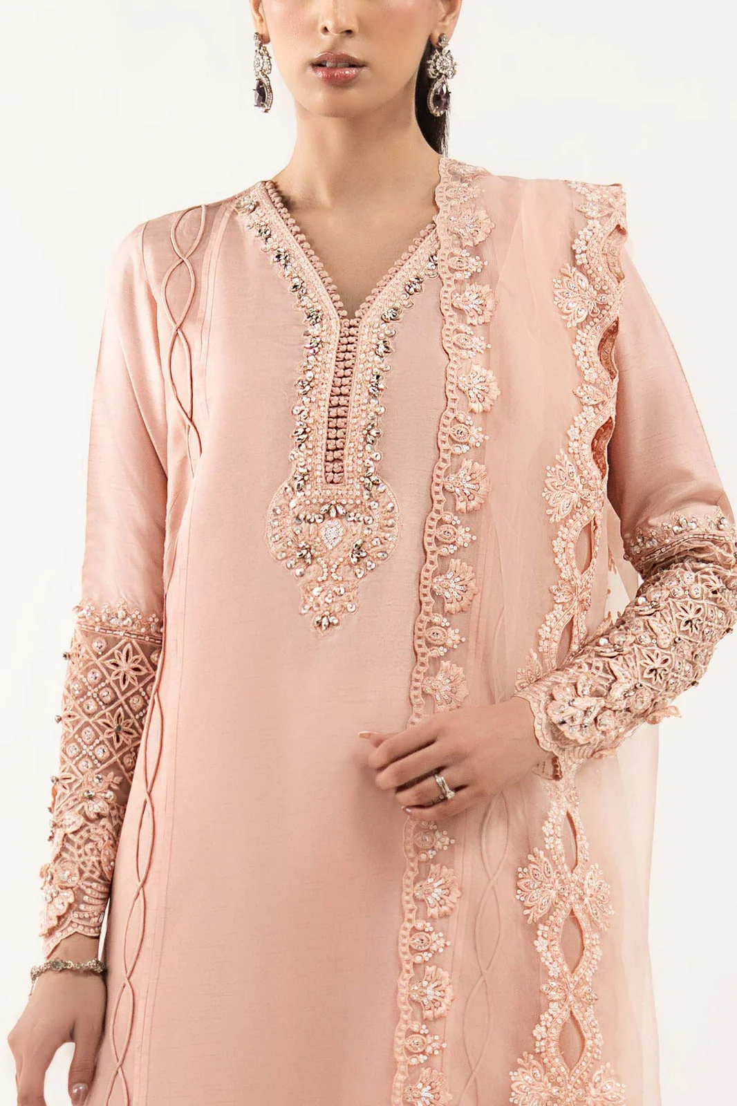 3 Piece Embroidered Raw Silk Suit - Image 5