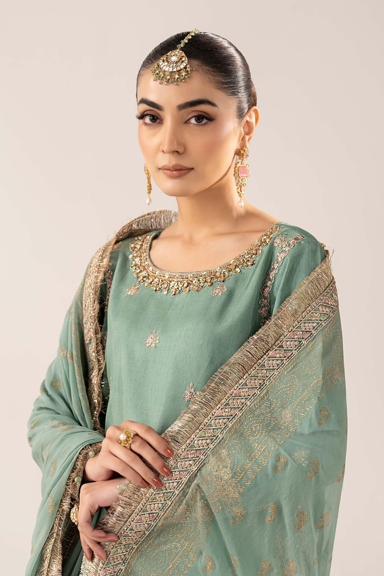3 Piece Embroidered Raw Silk Suit - Image 2