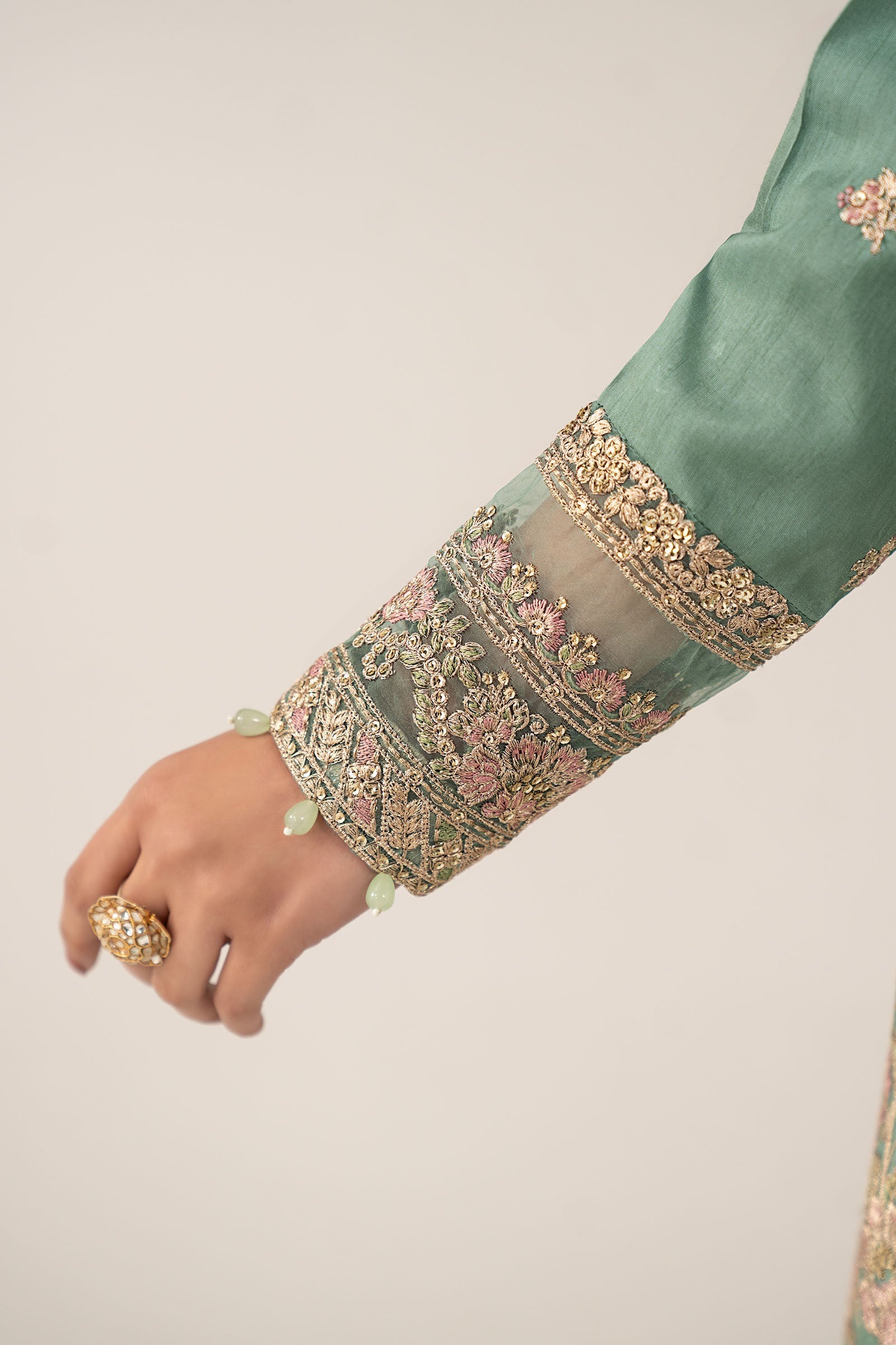 3 Piece Embroidered Raw Silk Suit - Image 7