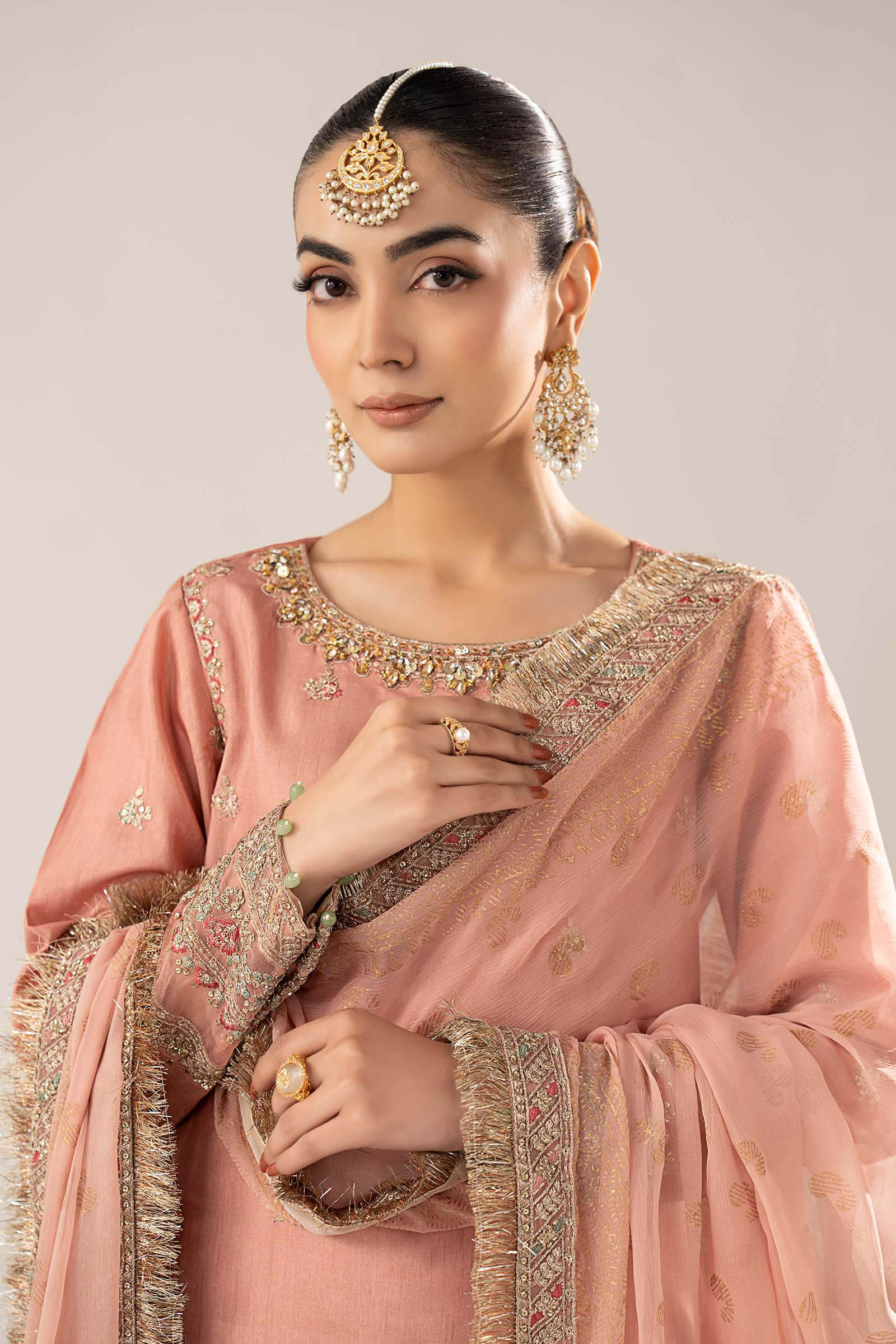 3 Piece Embroidered Raw Silk Suit - Image 2