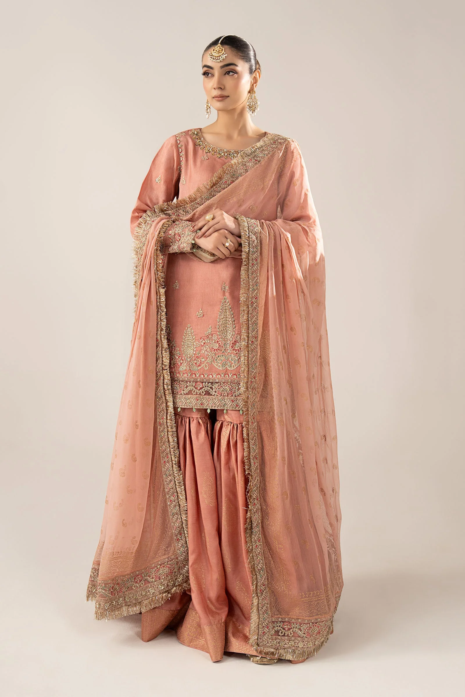 3 Piece Embroidered Raw Silk Suit - Image 3