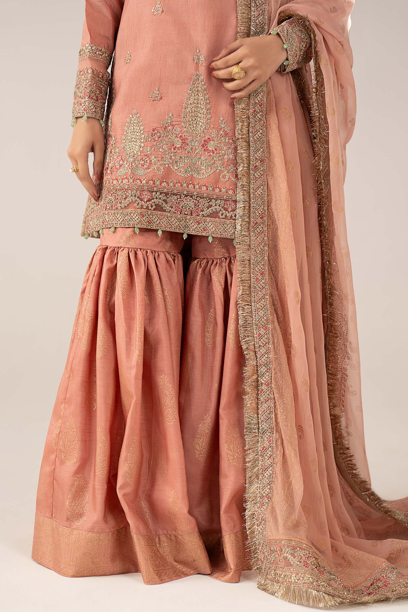 3 Piece Embroidered Raw Silk Suit - Image 5
