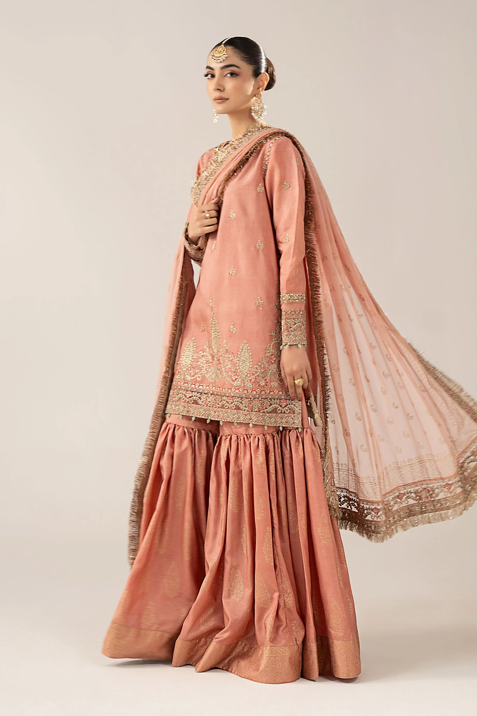 3 Piece Embroidered Raw Silk Suit - Image 6