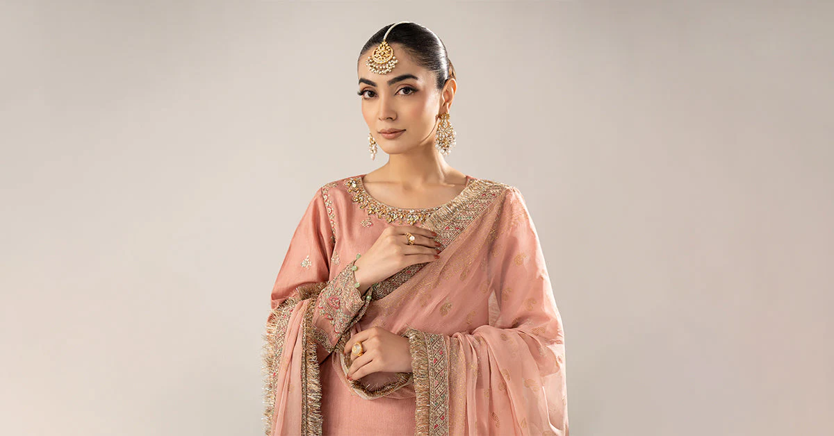 3 Piece Embroidered Raw Silk Suit - Image 8