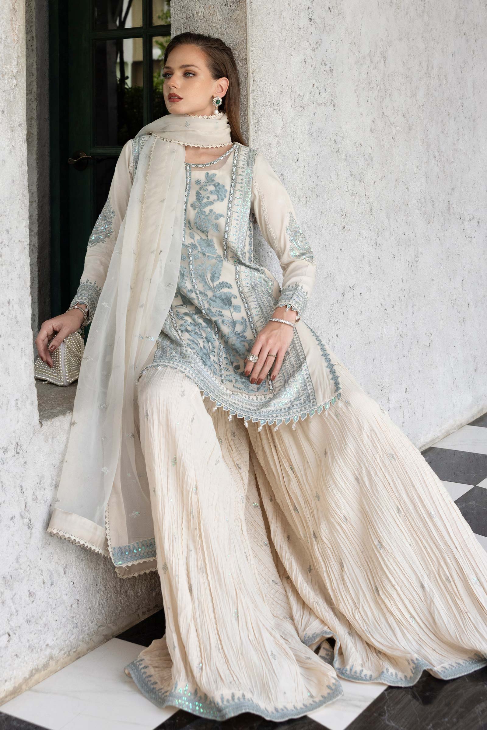 3 Piece Embroidered Organza Suit - Image 5