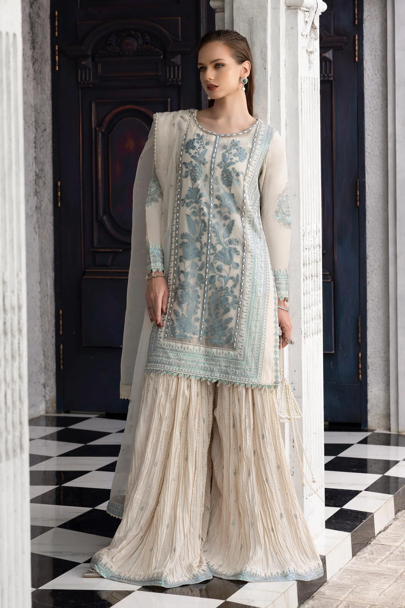 3 Piece Embroidered Organza Suit - Image 7