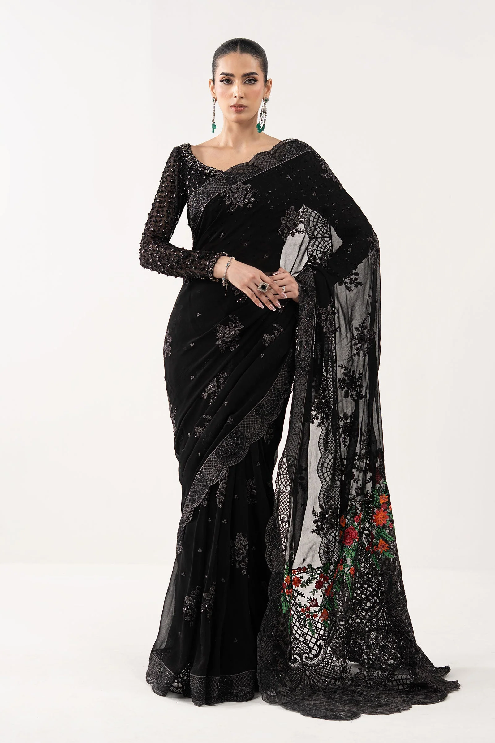 Embroidered Chiffon Saree