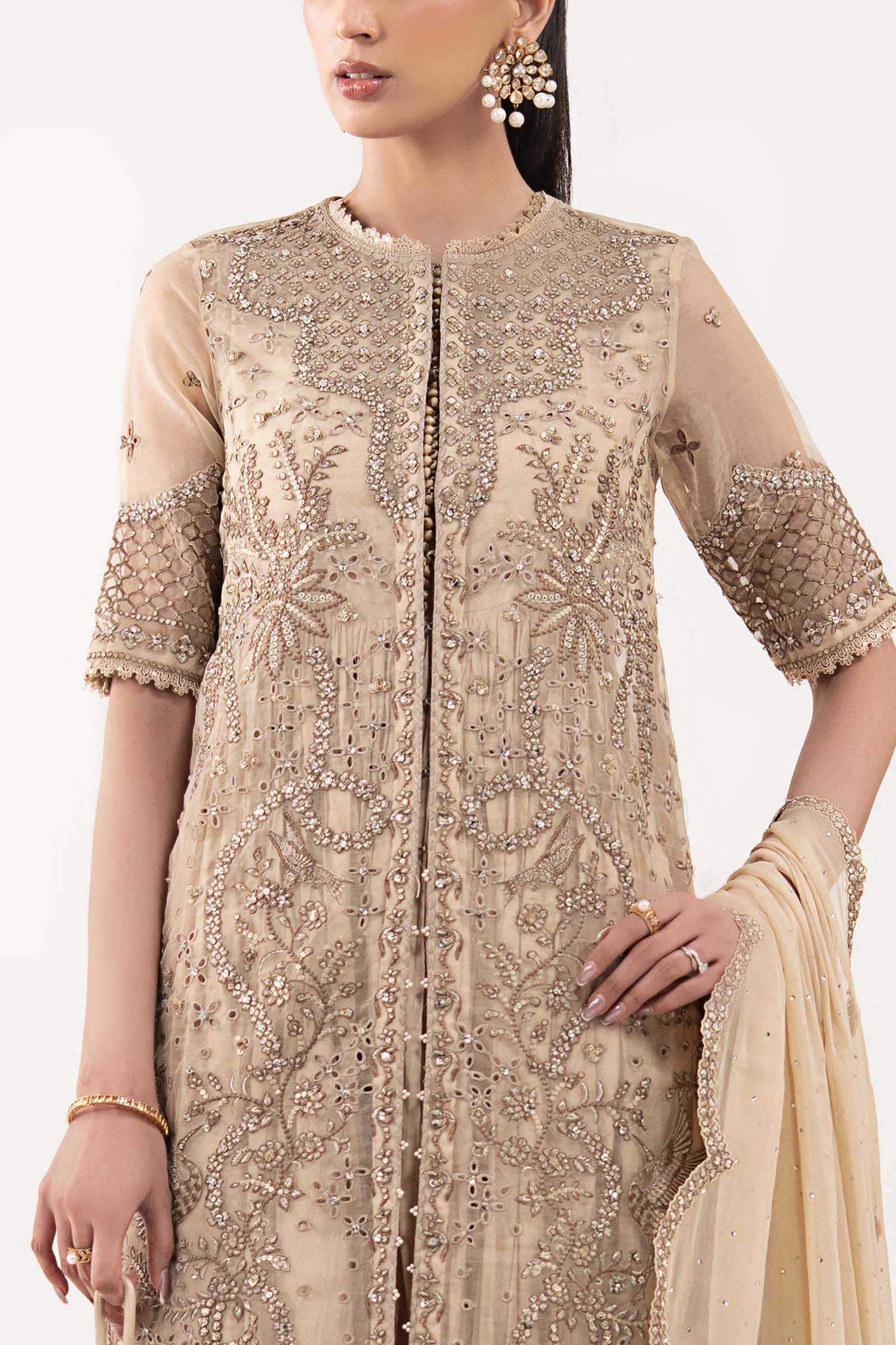 3 Piece Embroidered Organza Suit - Image 3