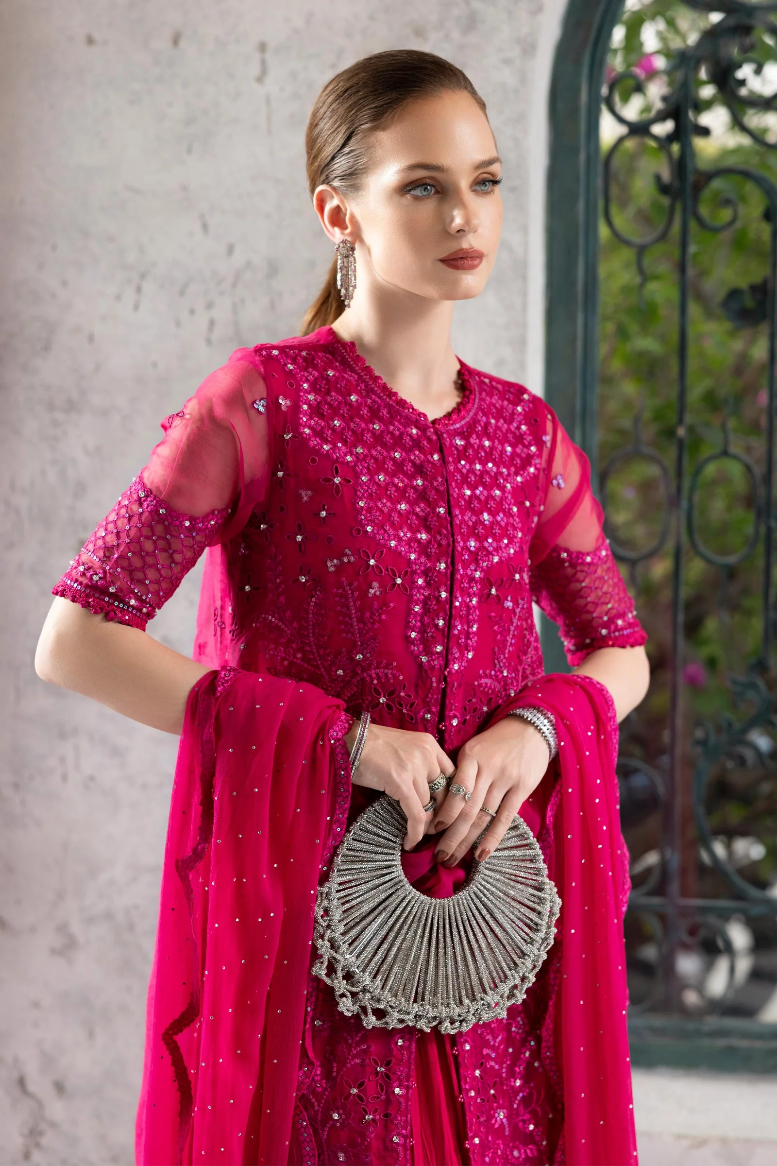 3 Piece Embroidered Organza Suit - Image 2