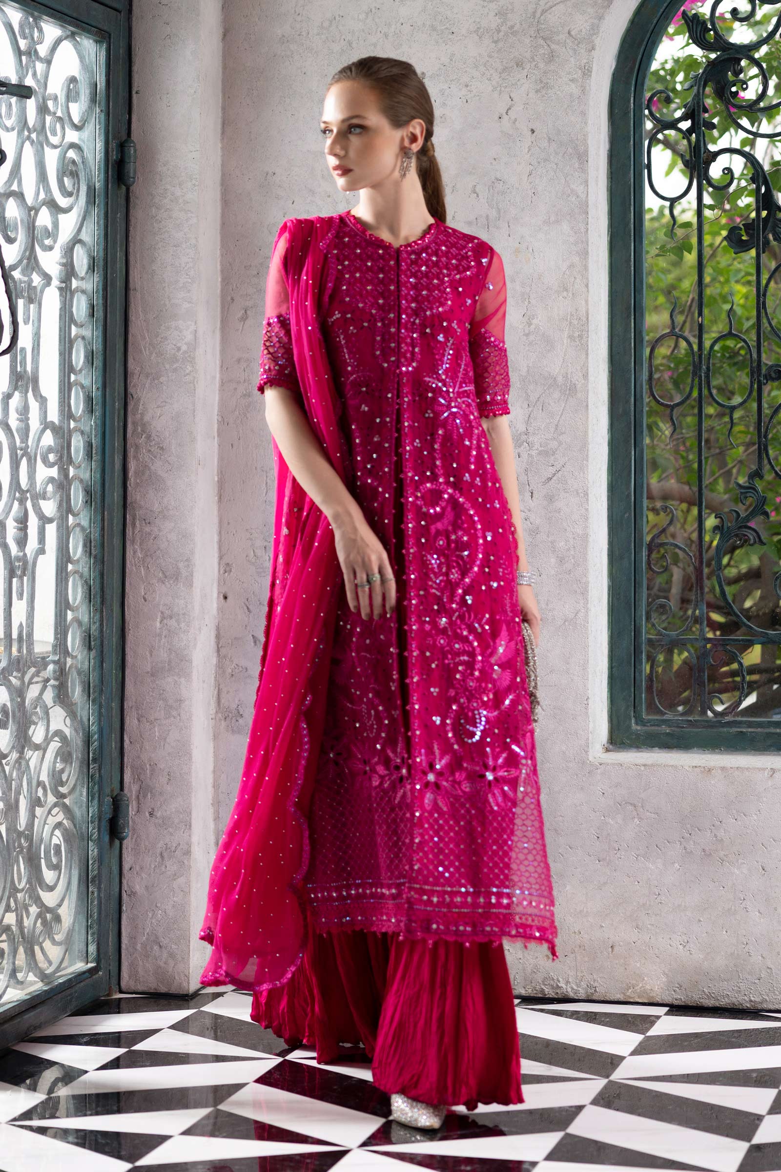 3 Piece Embroidered Organza Suit - Image 5