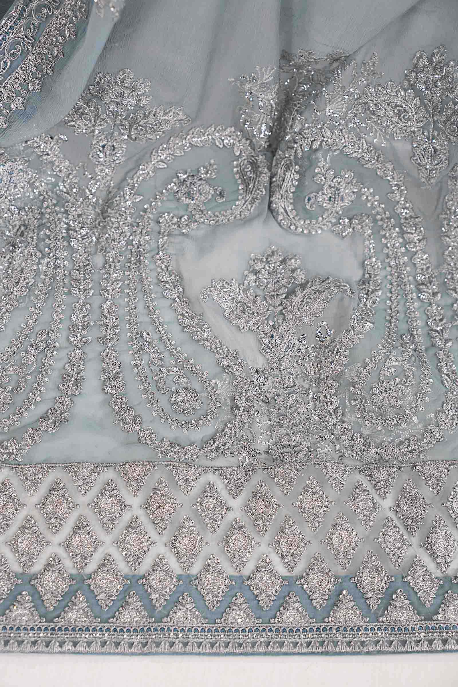 Embroidered Chiffon Saree - Image 5