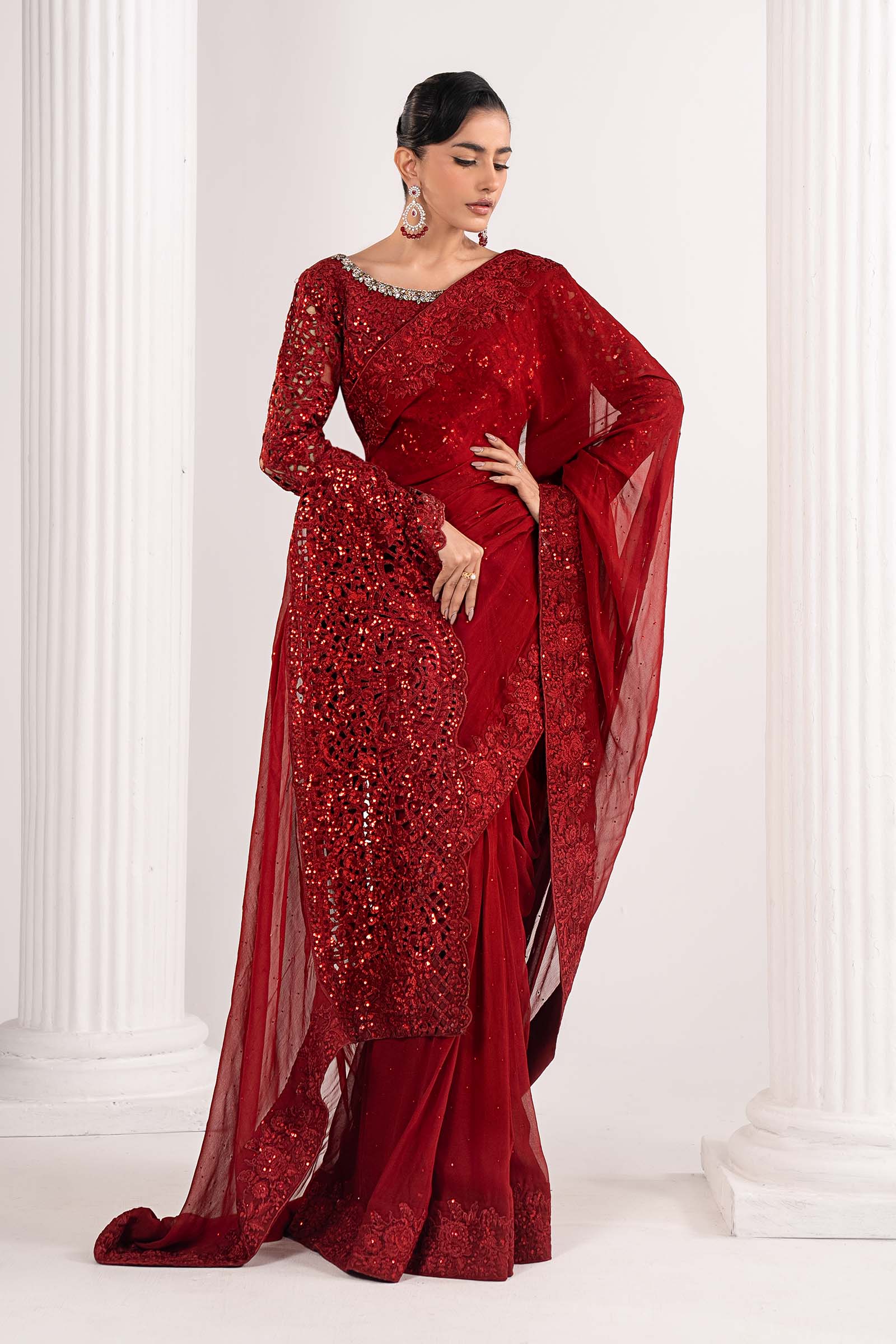 Embroidered Chiffon Saree
