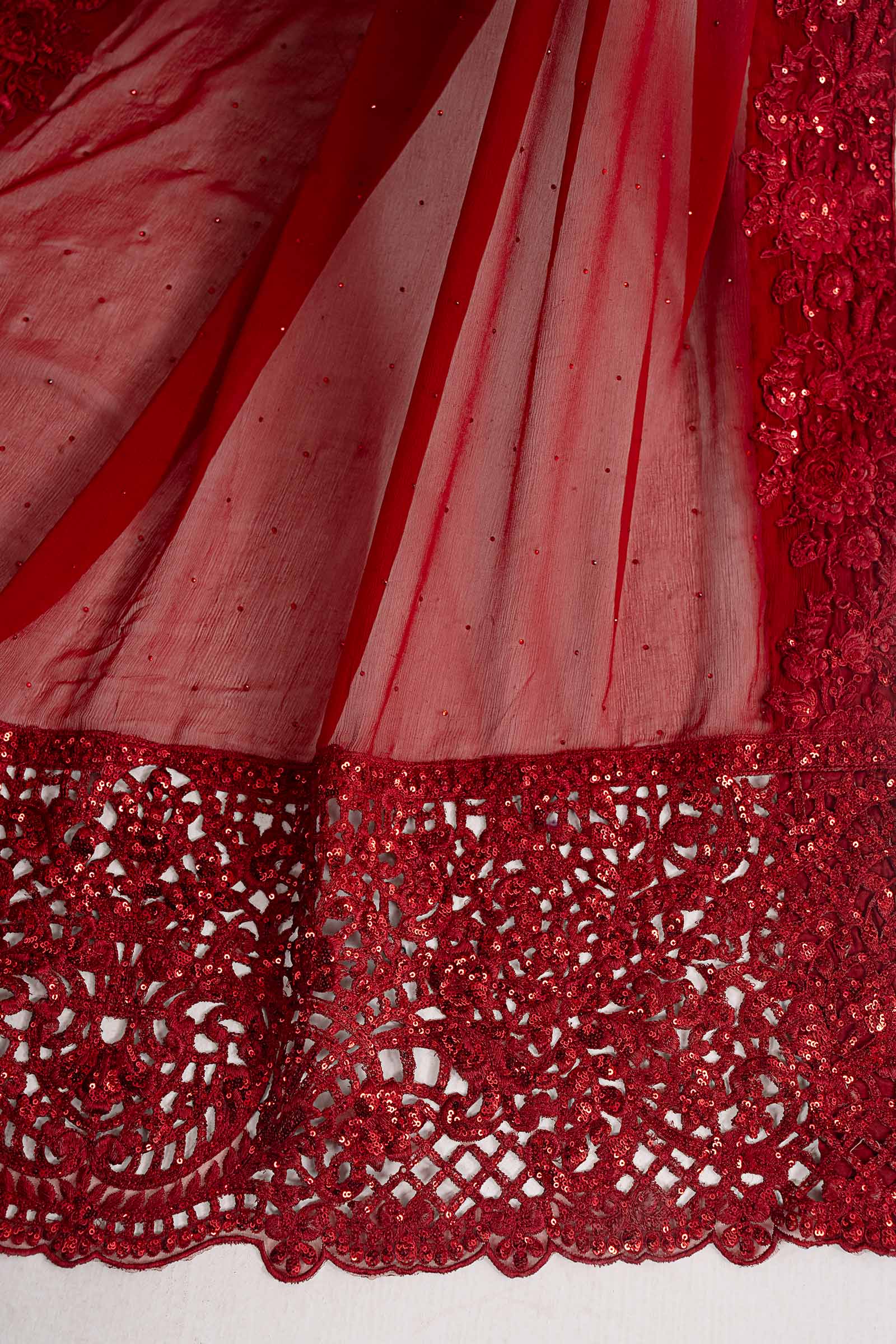Embroidered Chiffon Saree - Image 6