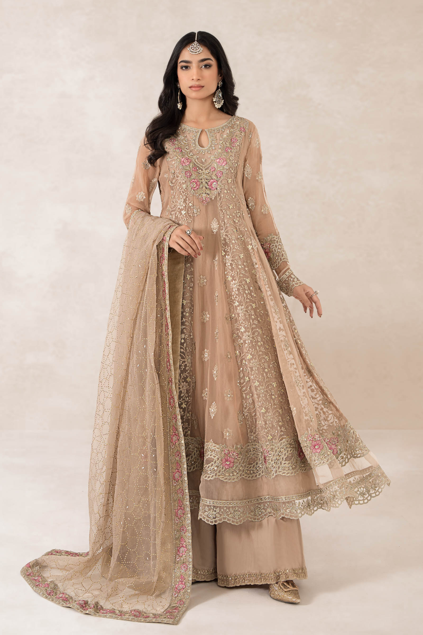 3 Piece Embroidered Bamber Chiffon Suit