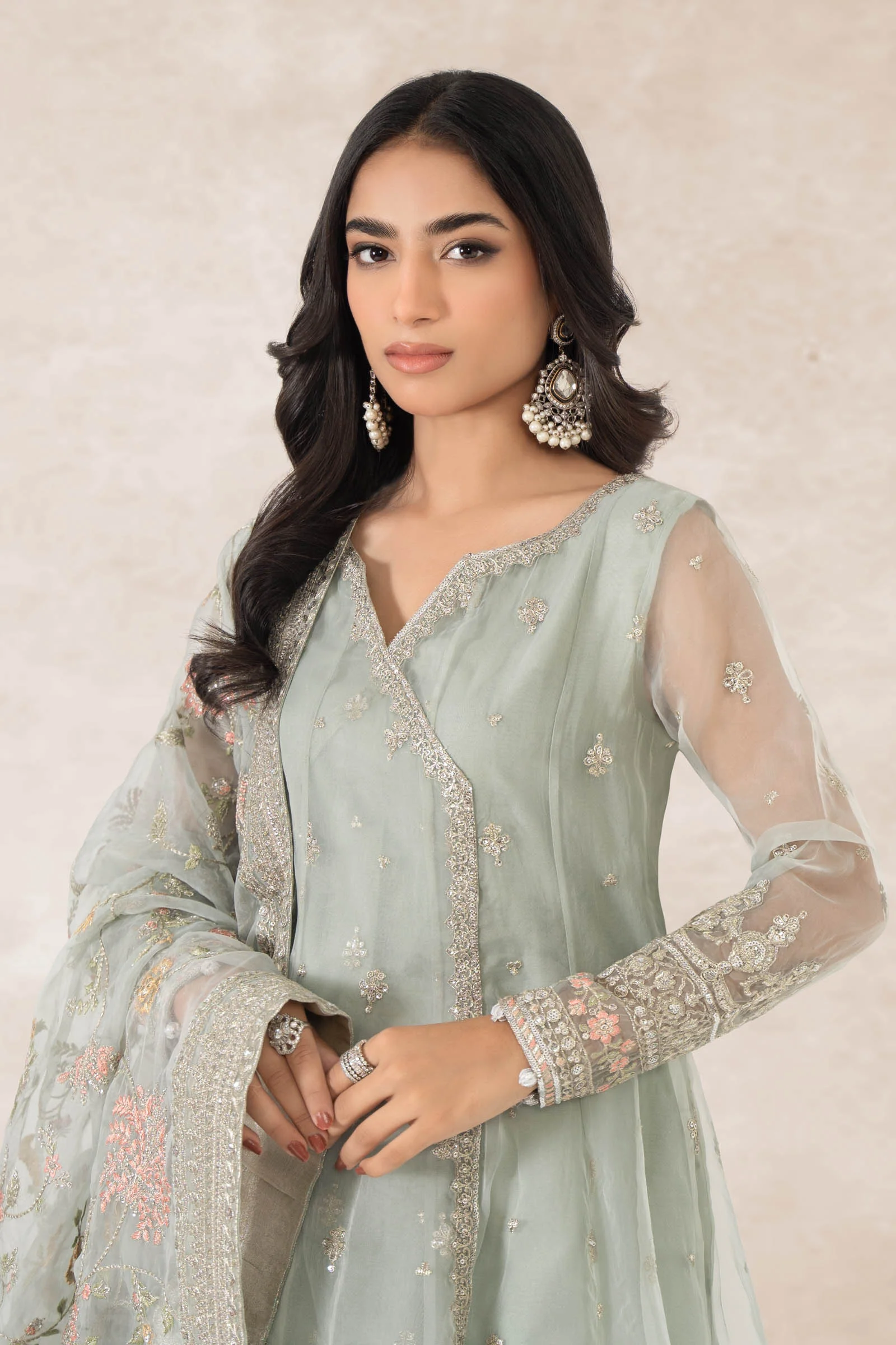 3 Piece Embroidered Organza Suit - Image 2